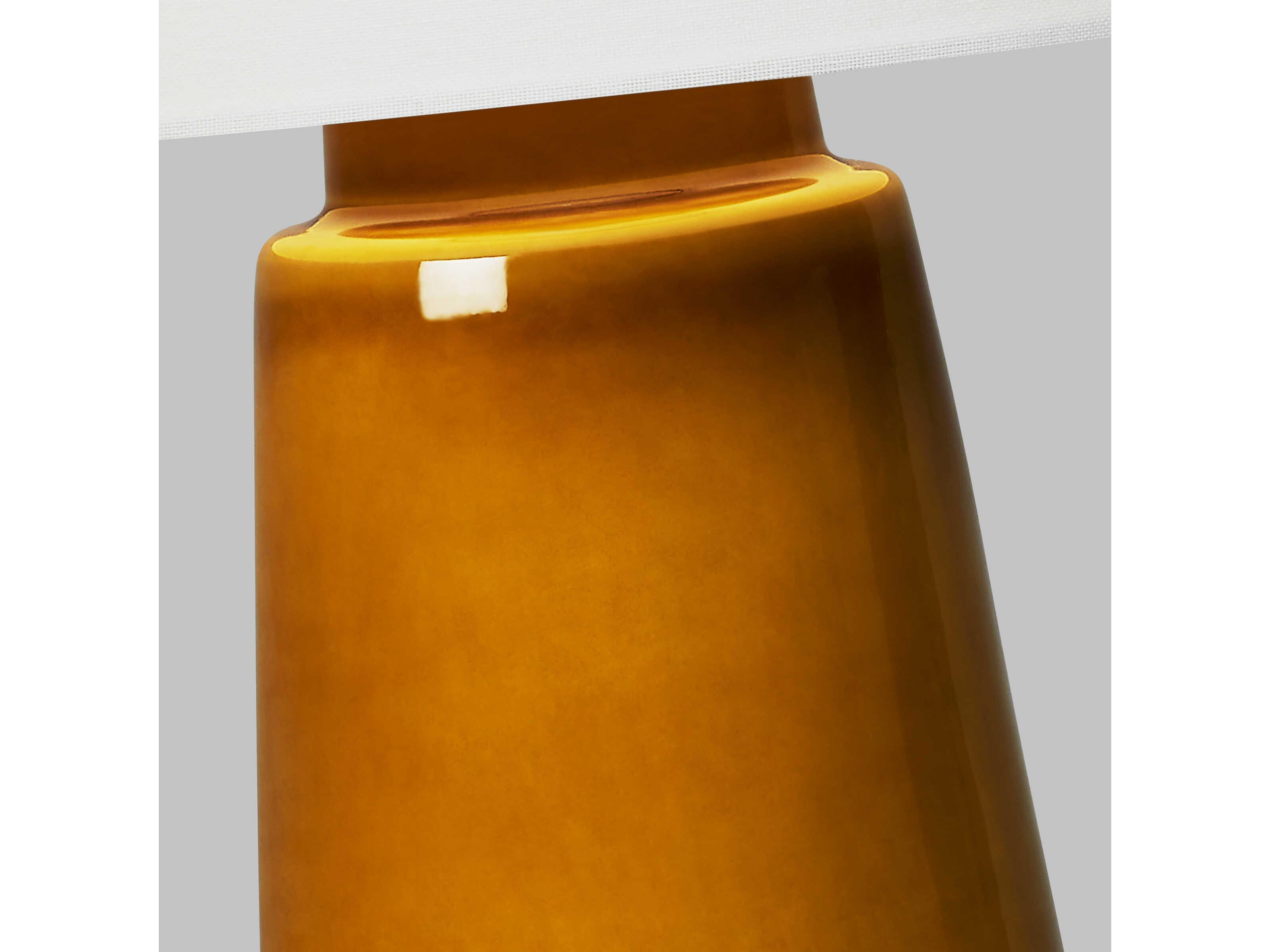 Visual Comfort Studio Vessel Oil Can White Linen Fabric Orange Table Lamp