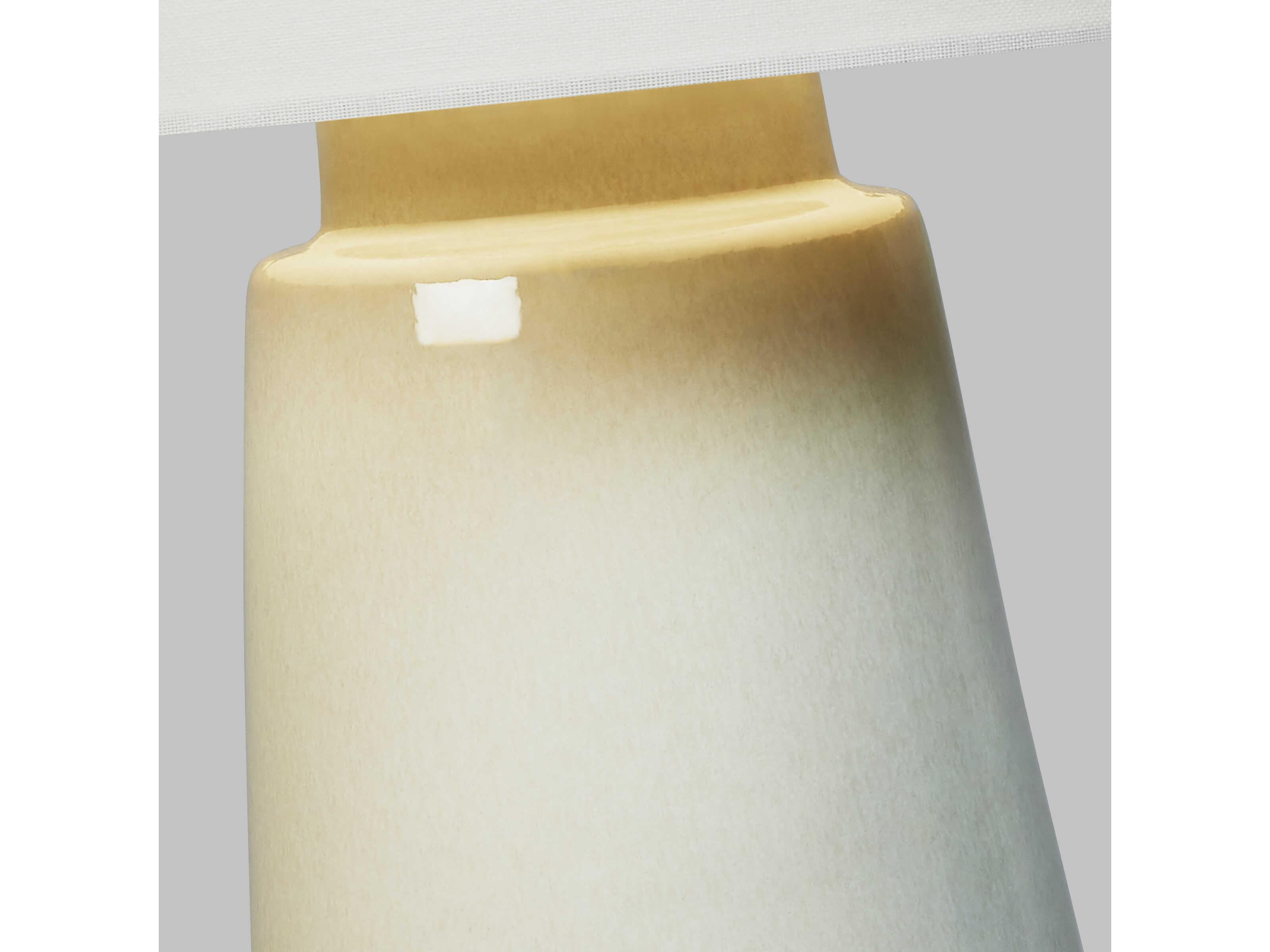 Visual Comfort Studio Vessel Shellish Grey White Linen Fabric Table Lamp