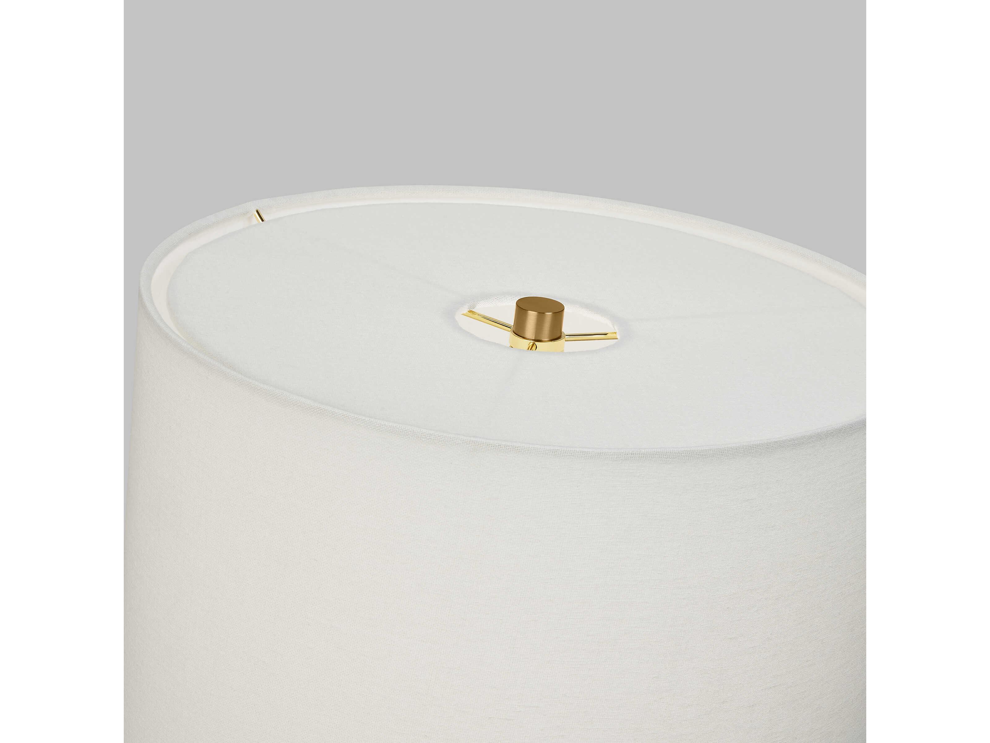 Visual Comfort Studio Vessel Shellish Grey White Linen Fabric Buffet Lamp