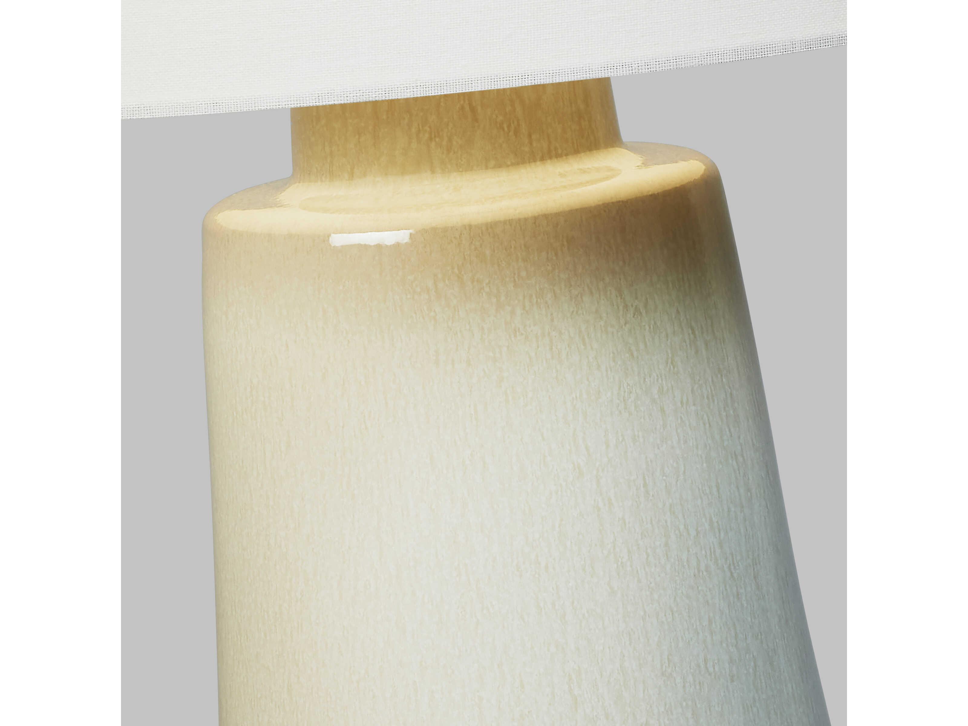 Visual Comfort Studio Vessel Shellish Grey White Linen Fabric Buffet Lamp