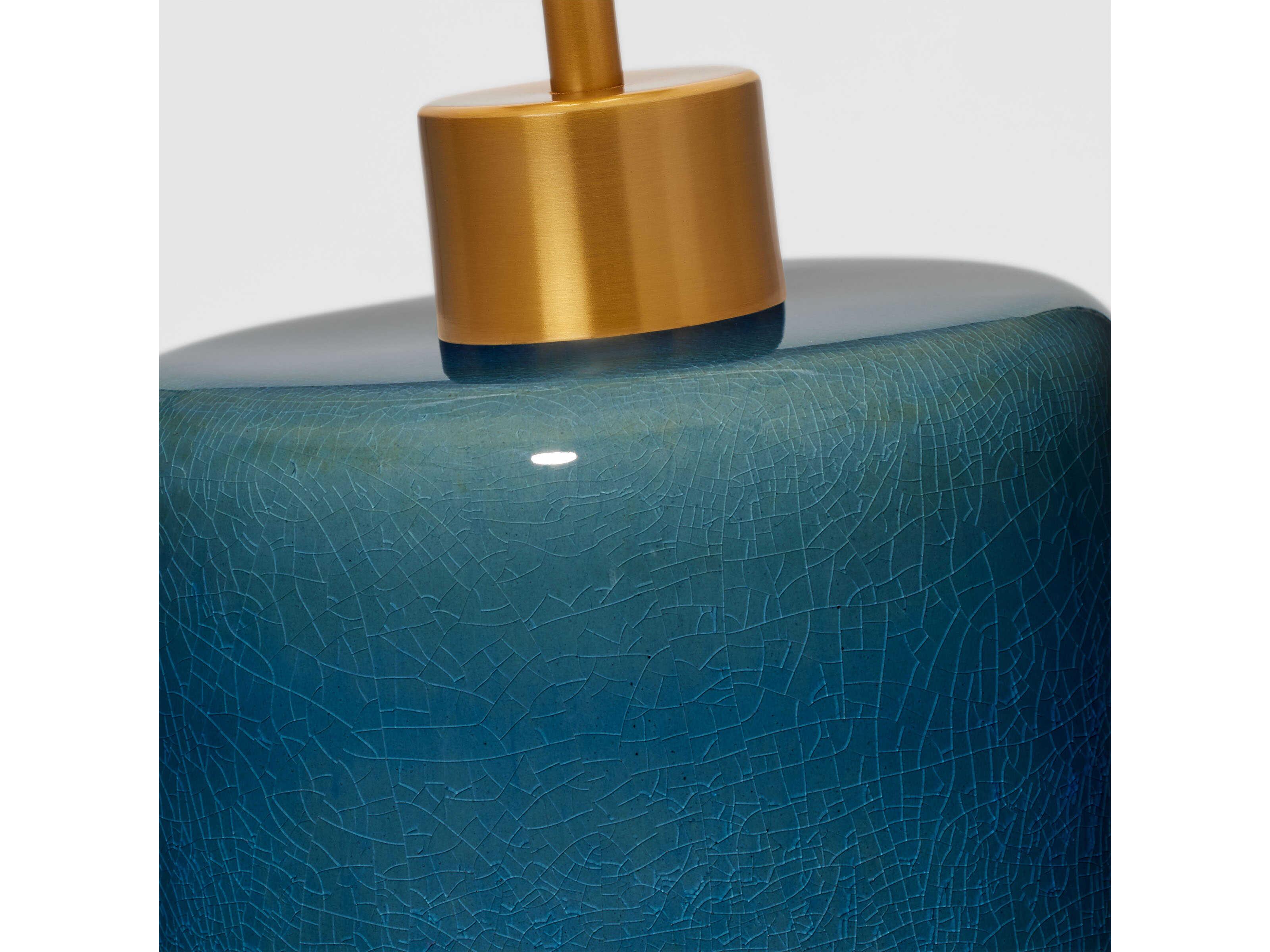 Visual Comfort Studio Shanghai Deep Ocean Crackle White Linen Blue Buffet Lamp