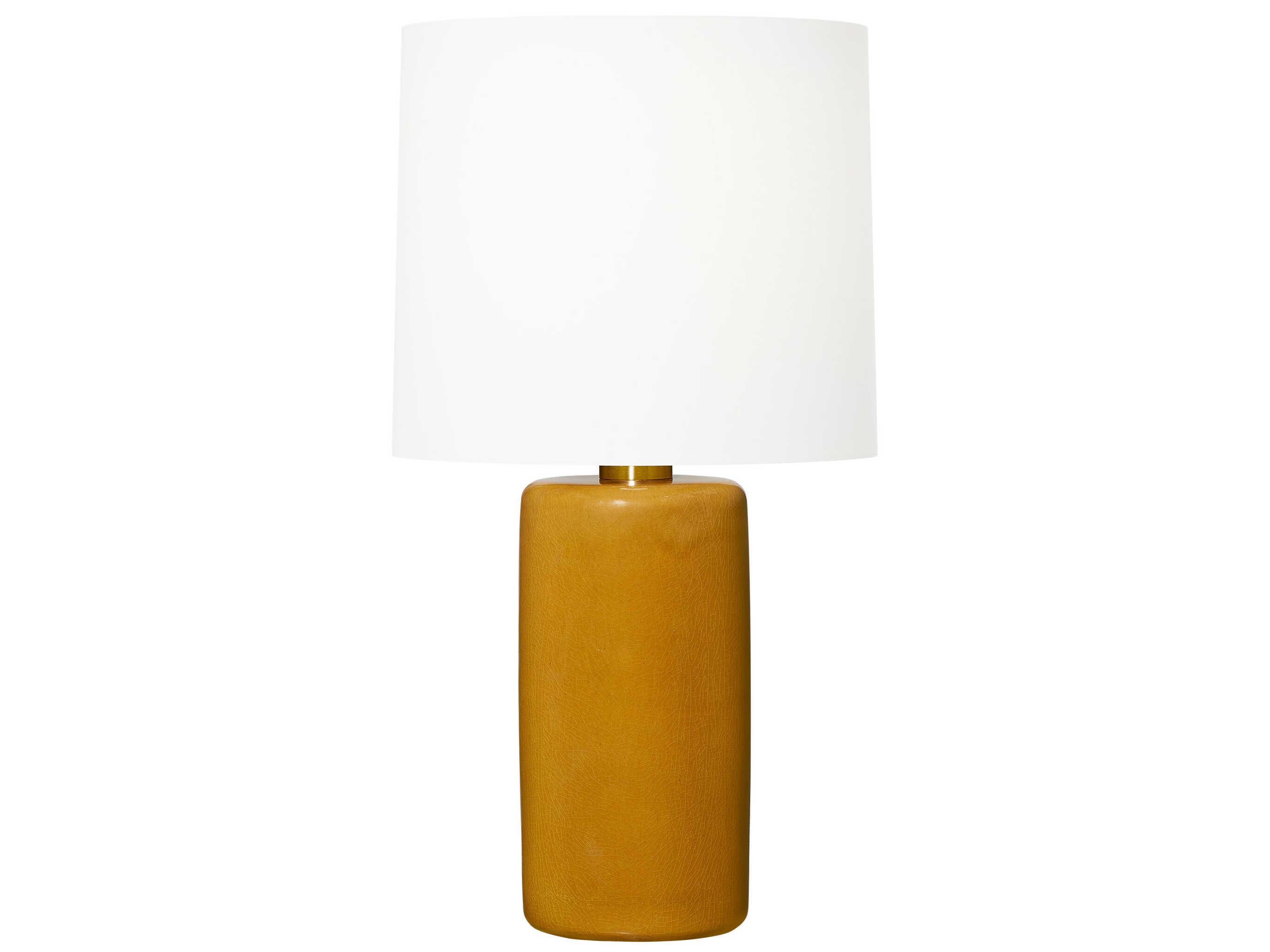 Visual Comfort Studio Shanghai Olive White Linen Yellow Buffet Lamp
