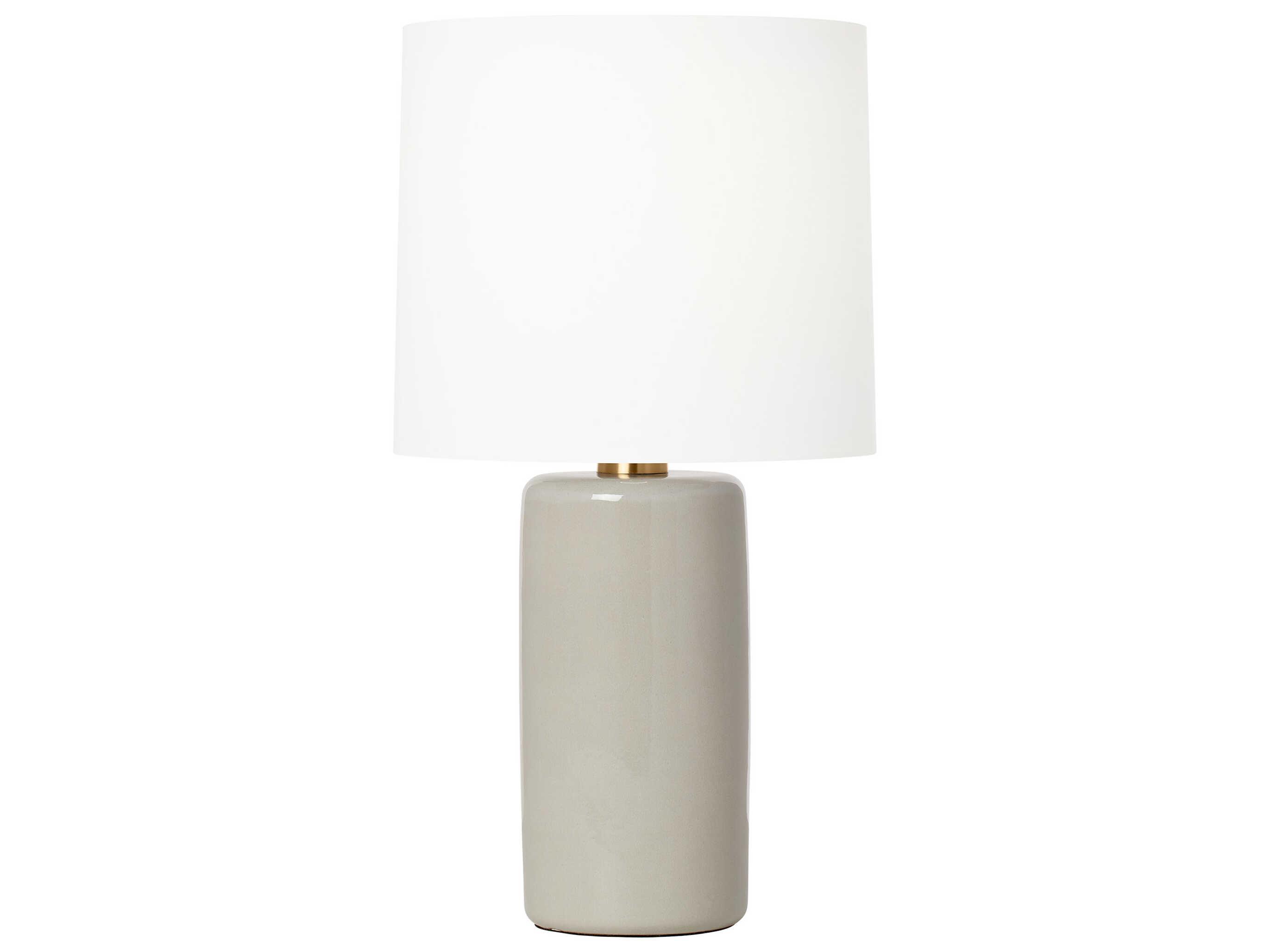 Visual Comfort Studio Shanghai Shellish Grey White Linen Fabric Buffet Lamp
