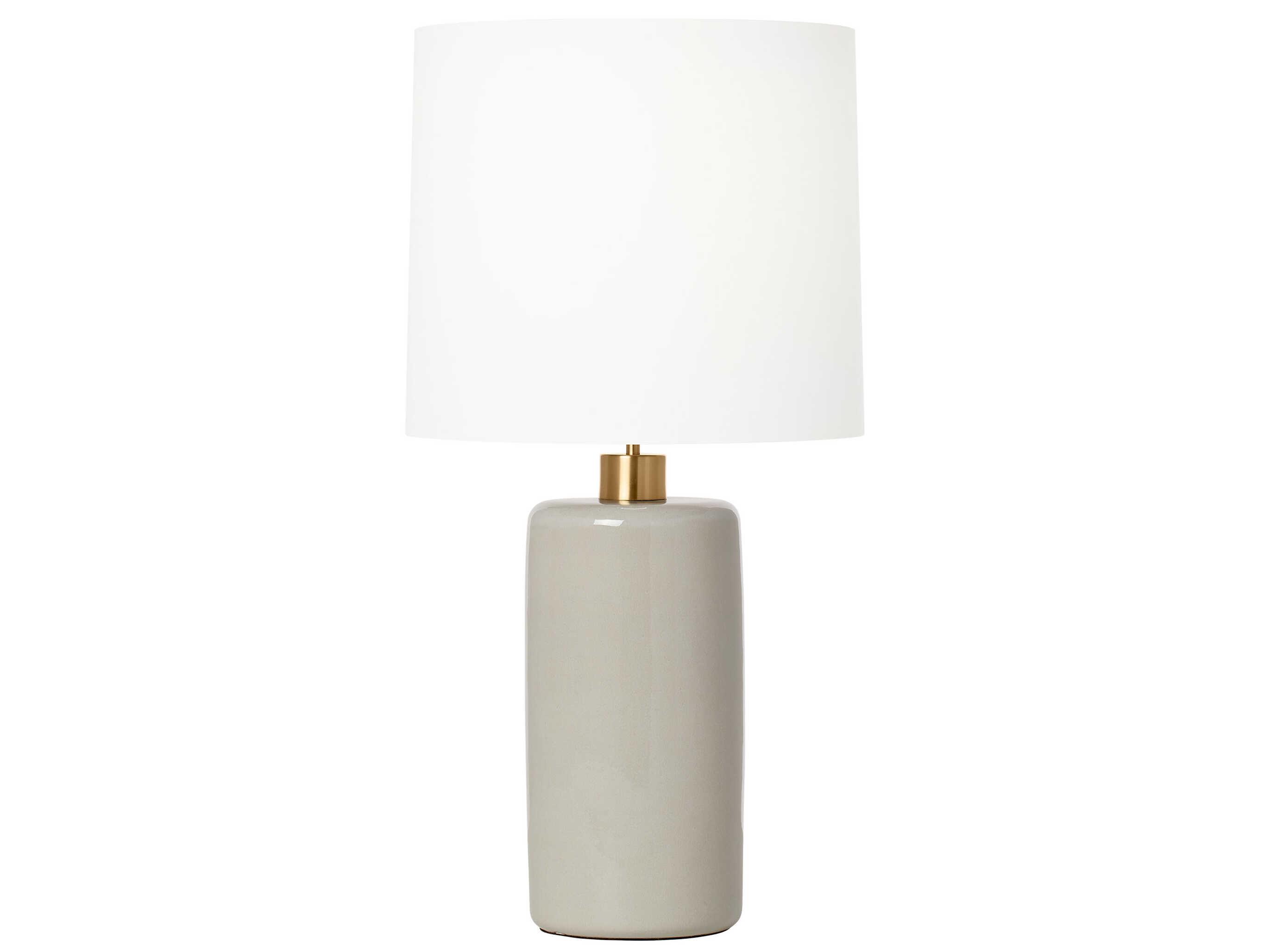 Visual Comfort Studio Shanghai Shellish Grey White Linen Fabric Buffet Lamp