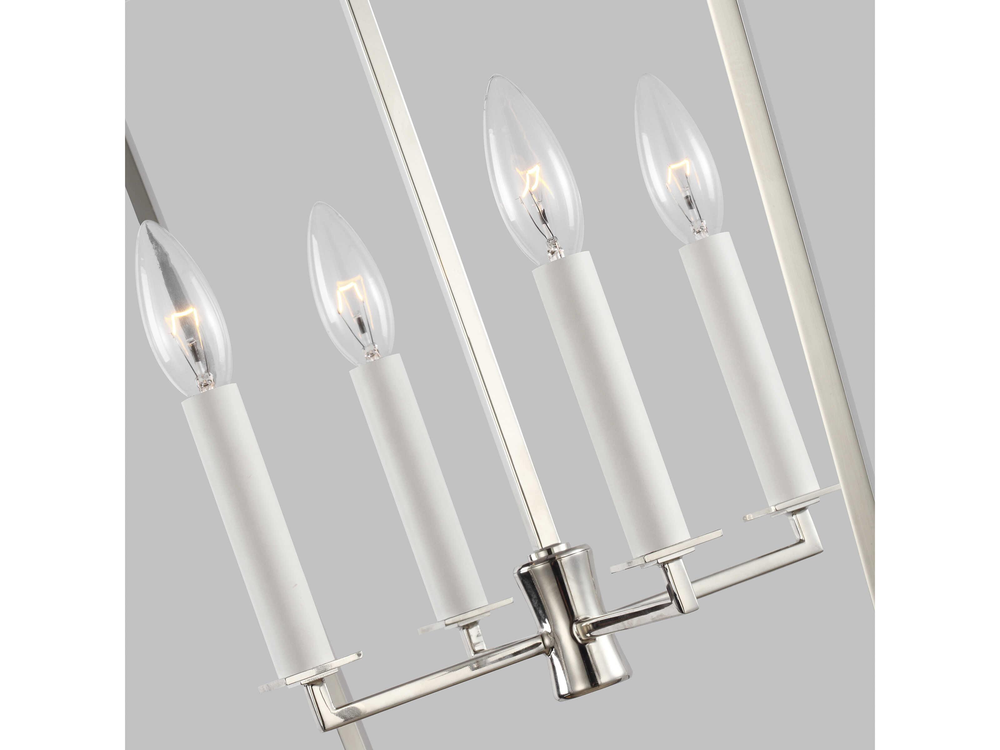 Visual Comfort Studio Southold 4-Light Polished Nickel Lantern Chandelier