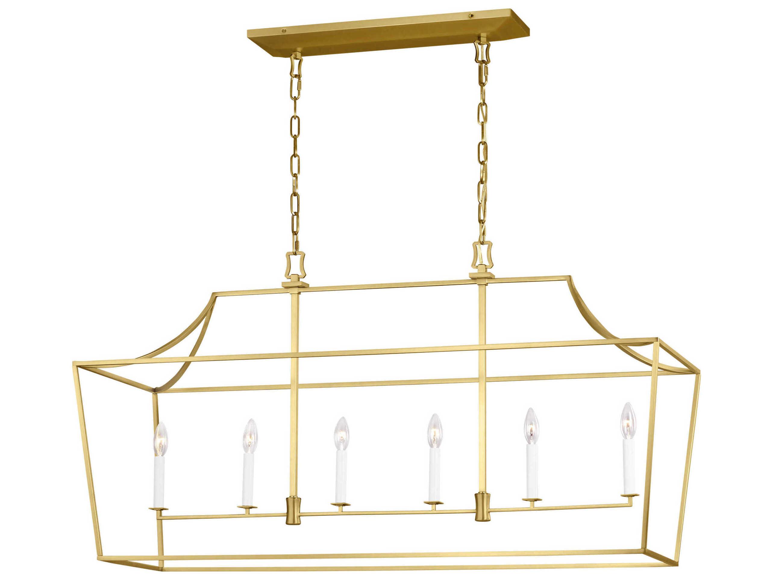 Visual Comfort Studio Southold 6-Light Burnished Brass Lantern Island Pendant