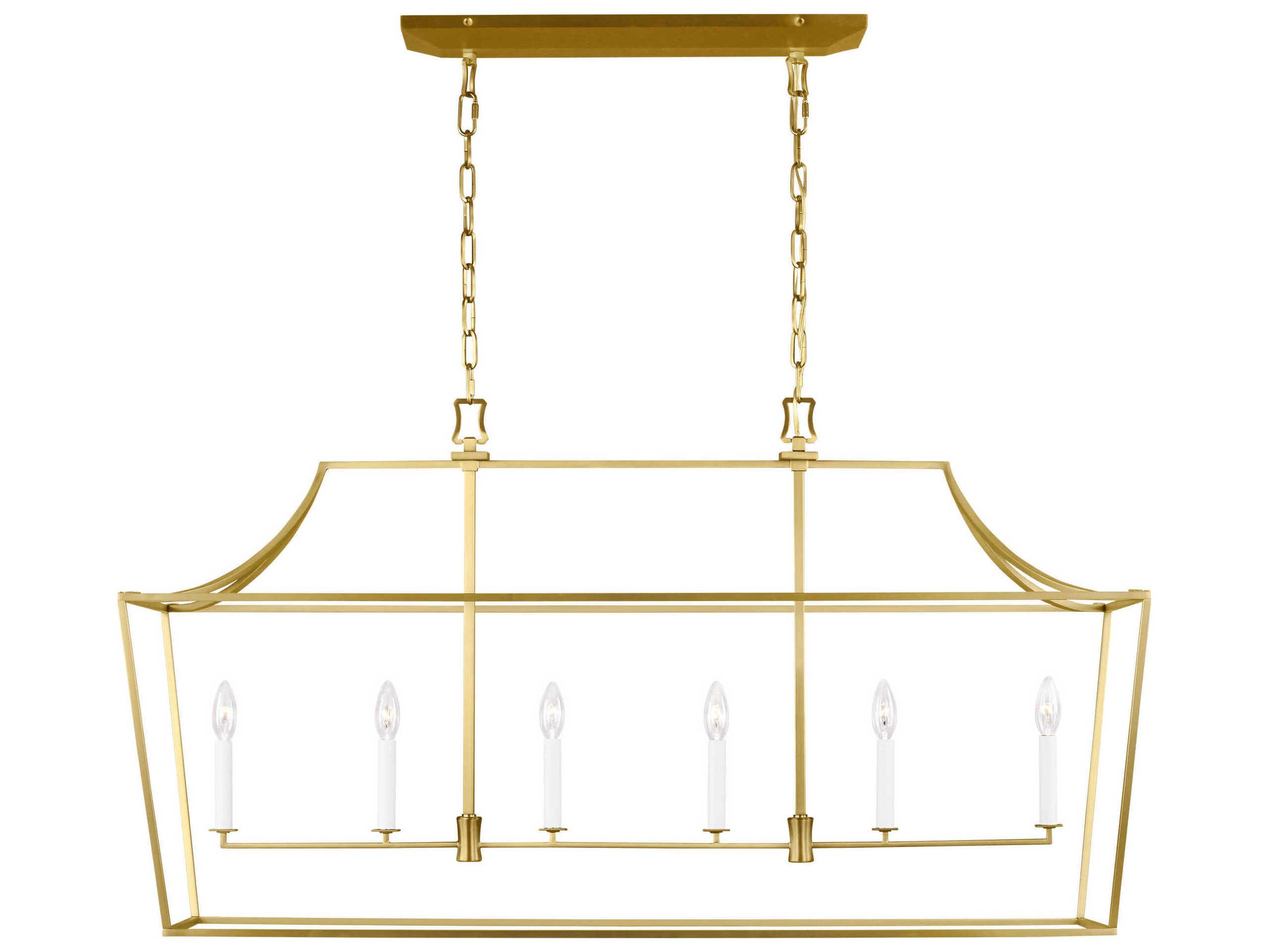 Visual Comfort Studio Southold 6-Light Burnished Brass Lantern Island Pendant