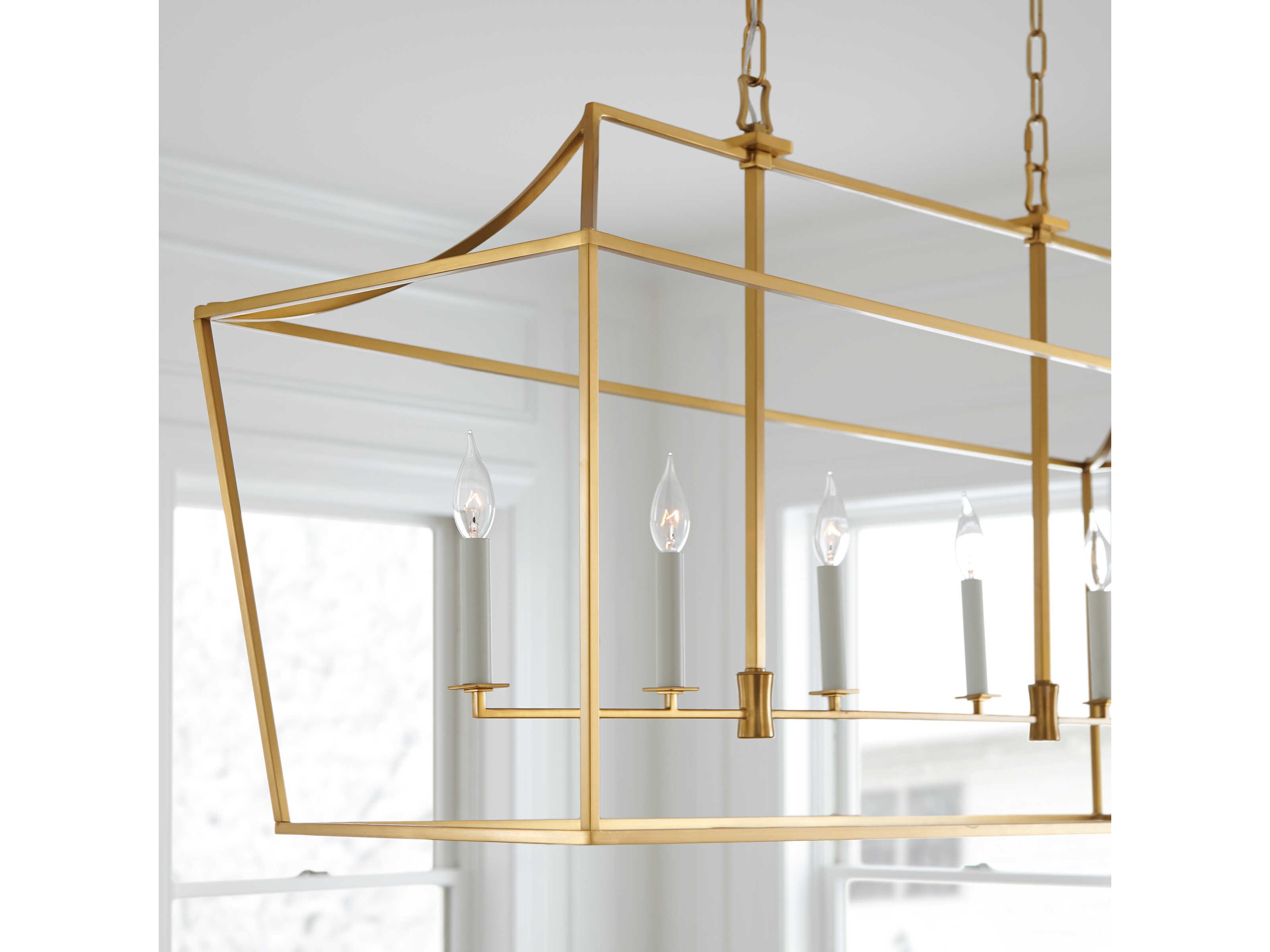 Visual Comfort Studio Southold 6-Light Burnished Brass Lantern Island Pendant