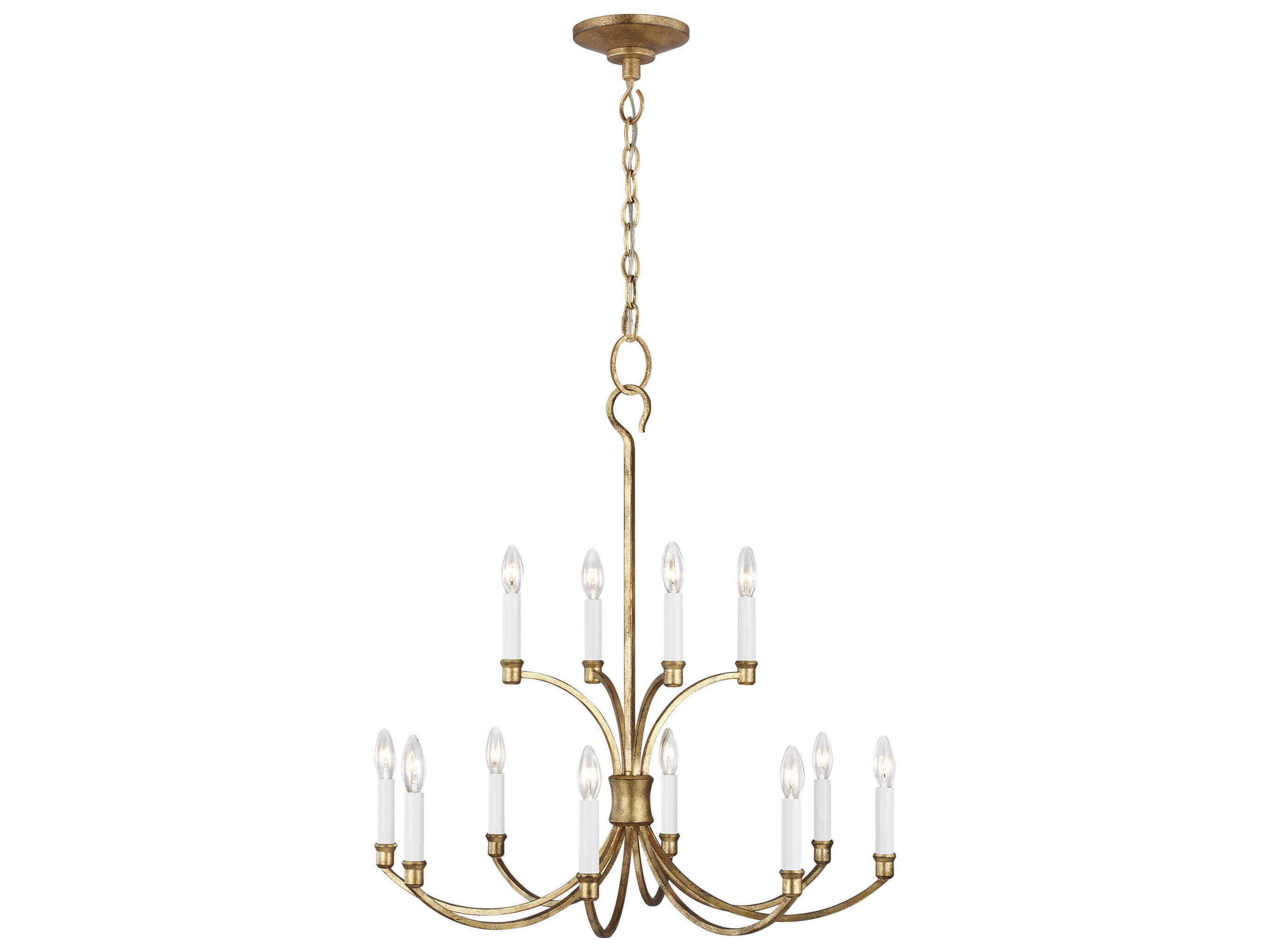 Visual Comfort Studio Westerly 12-Light Antique Gild Gold Traditional Candelabra Tiered Chandelier