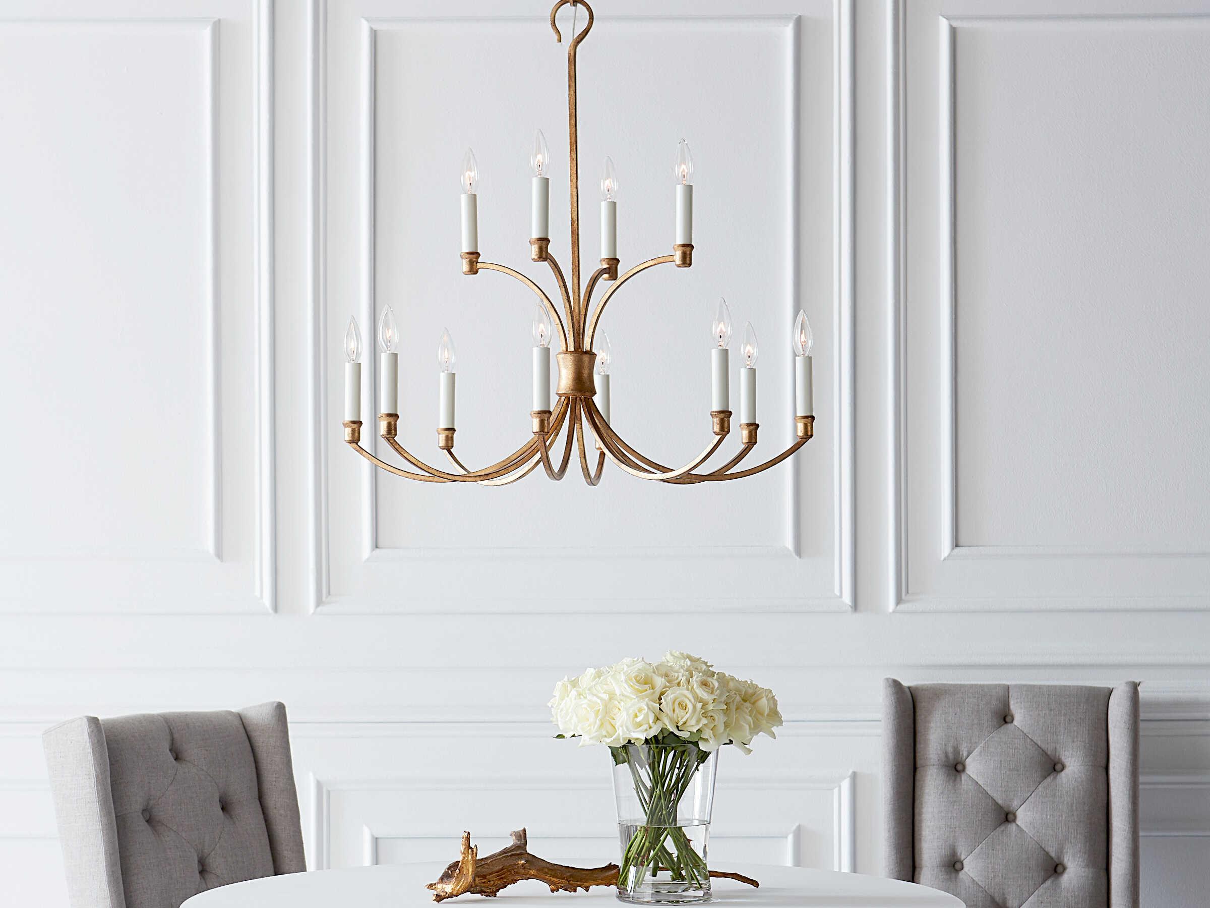 Visual Comfort Studio Westerly 12-Light Antique Gild Gold Traditional Candelabra Tiered Chandelier
