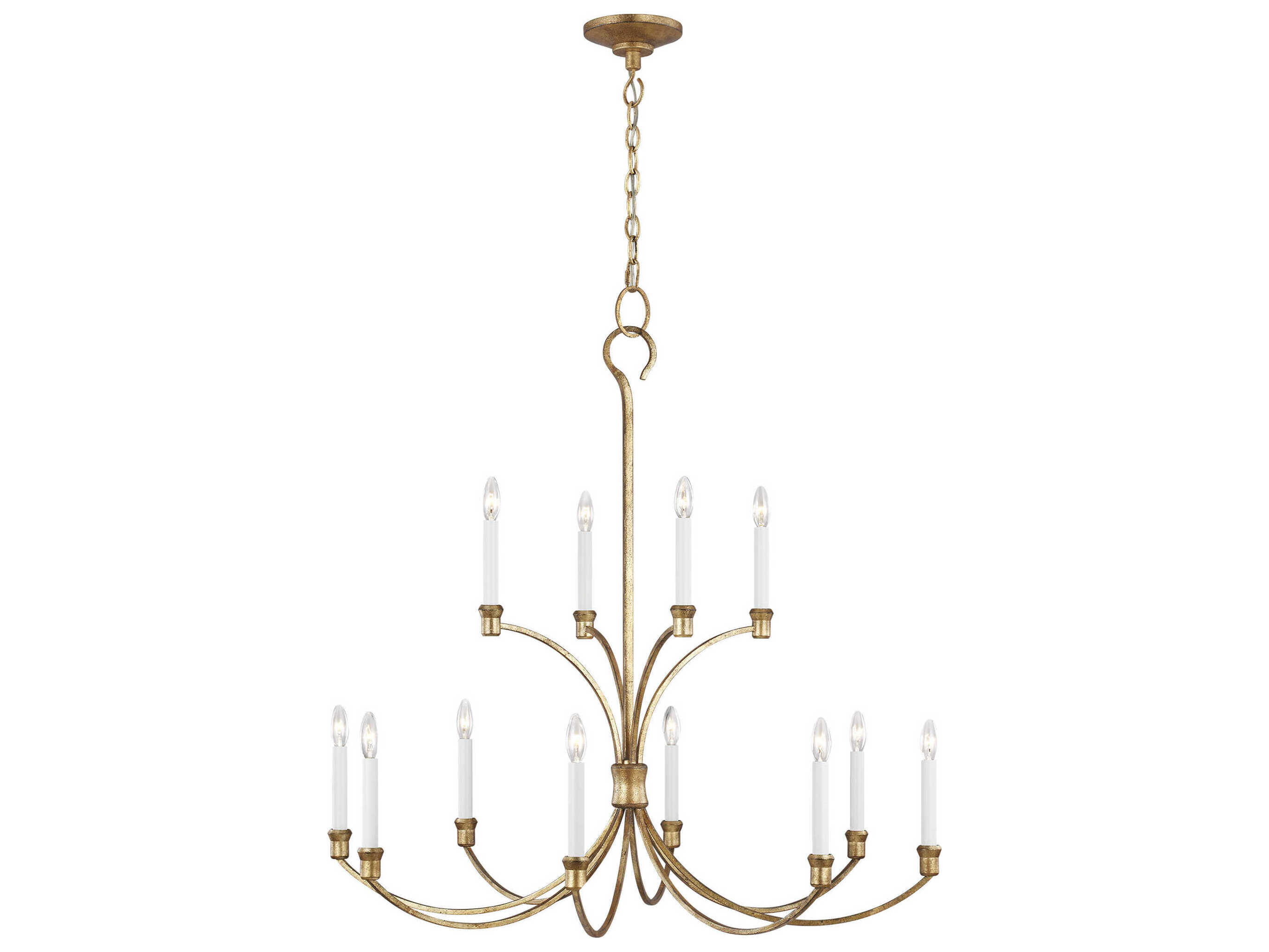 Visual Comfort Studio Westerly 12-Light Antique Gild Gold Traditional Candelabra Tiered Chandelier