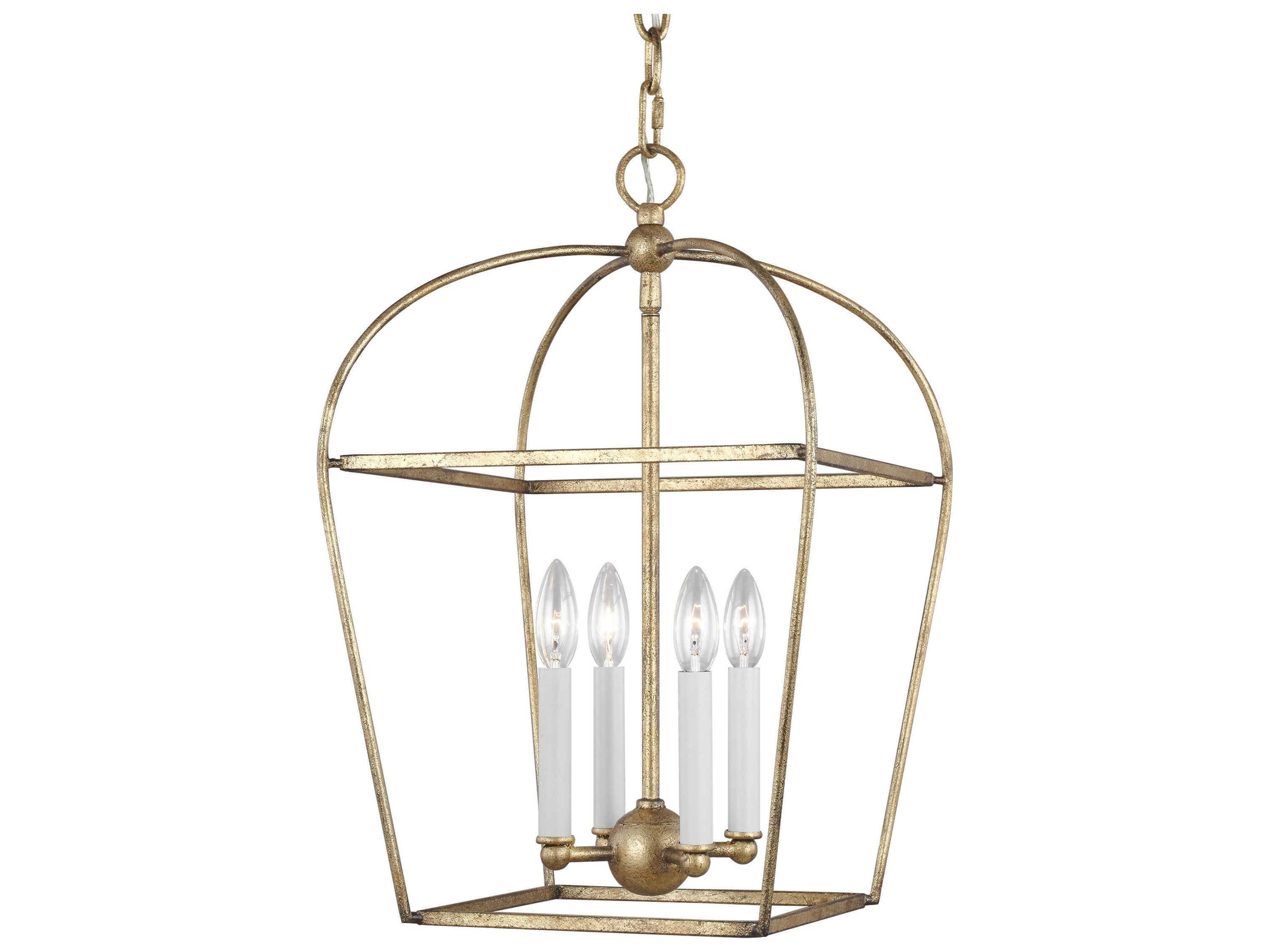 Visual Comfort Studio Stonington 4-Light Antique Gild Gold Lantern Chandelier