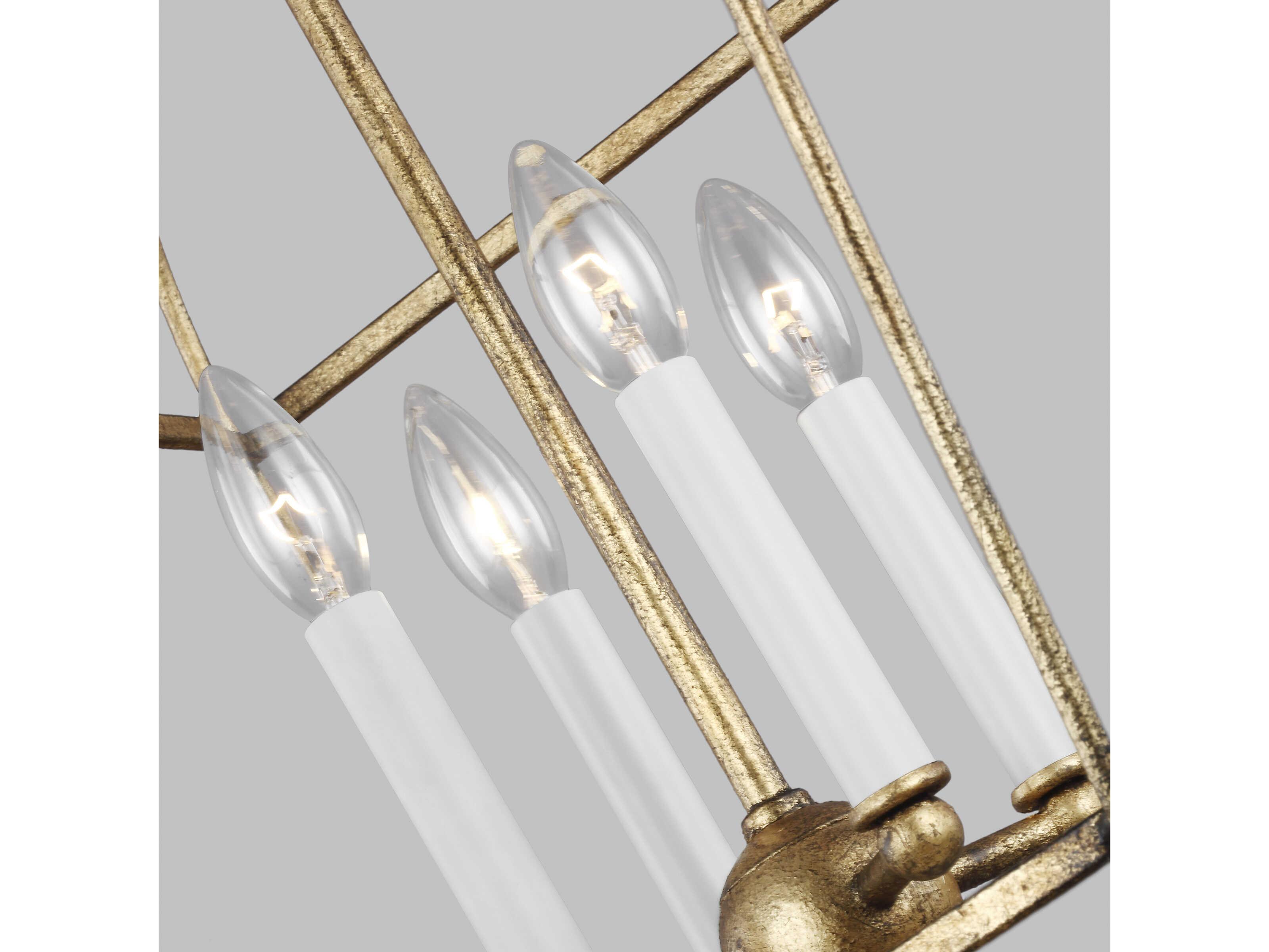 Visual Comfort Studio Stonington 4-Light Antique Gild Gold Lantern Chandelier