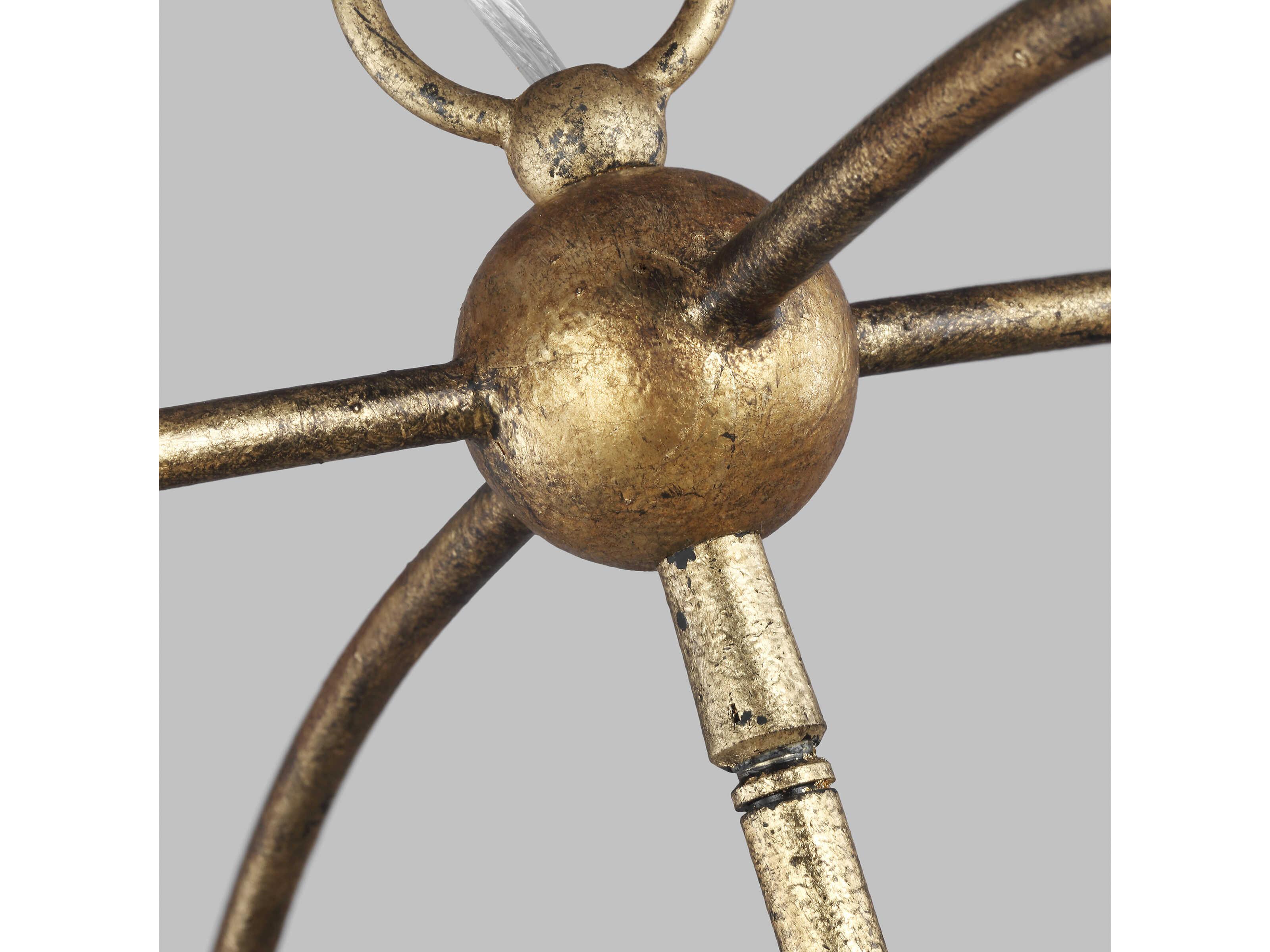 Visual Comfort Studio Stonington 4-Light Antique Gild Gold Lantern Chandelier