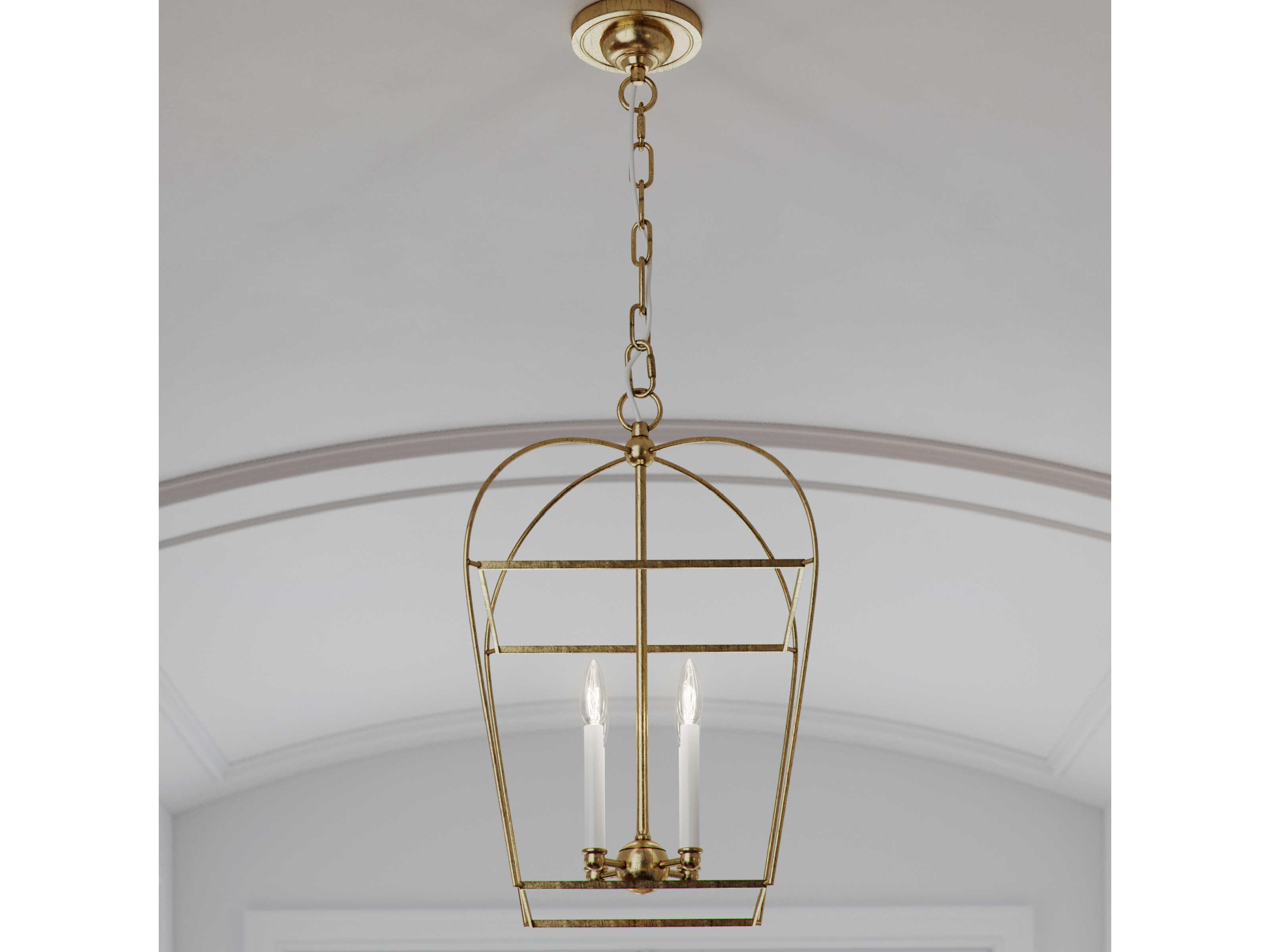 Visual Comfort Studio Stonington 4-Light Antique Gild Gold Lantern Chandelier
