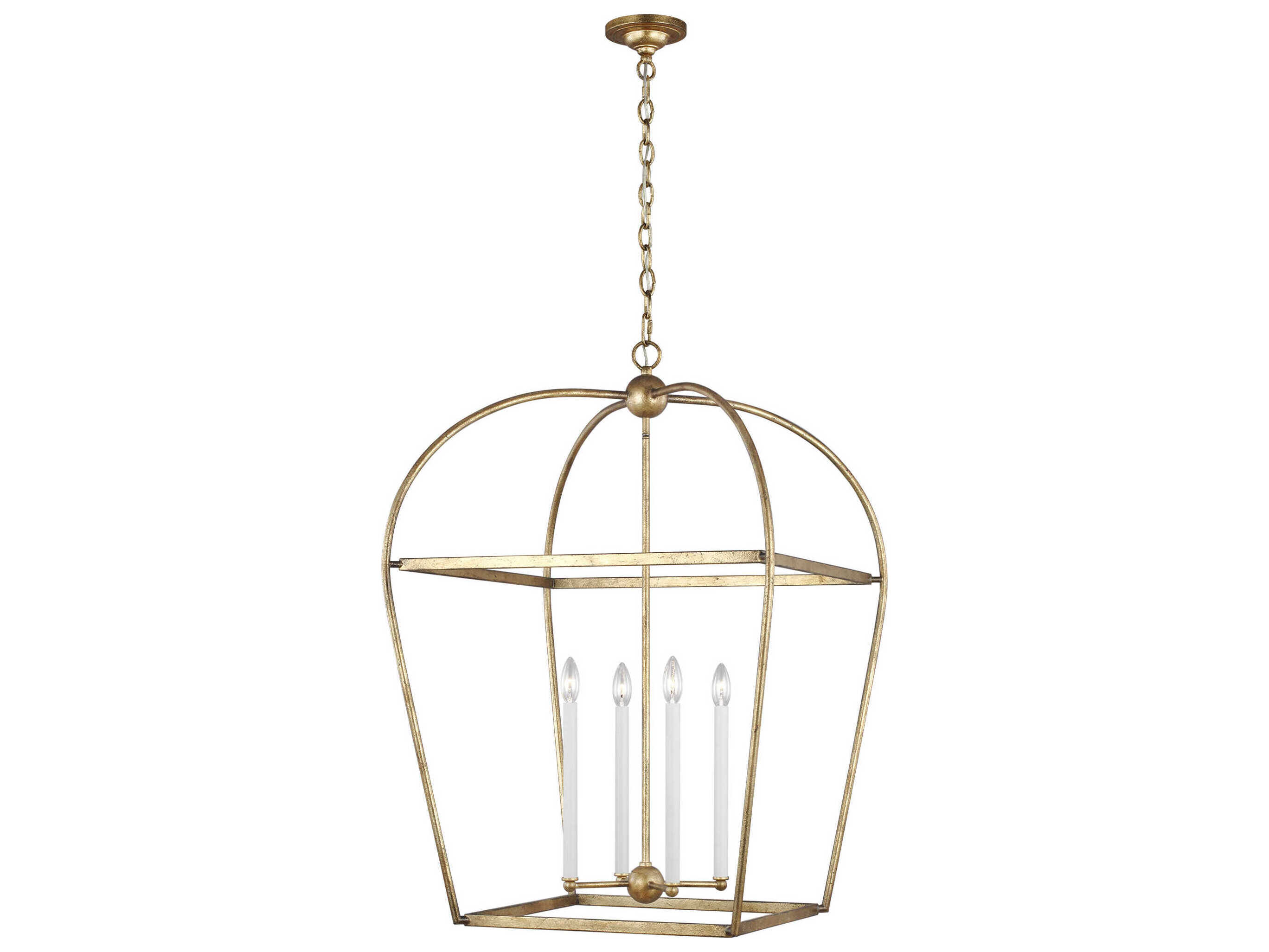 Visual Comfort Studio Stonington 4-Light Antique Gild Gold Lantern Chandelier