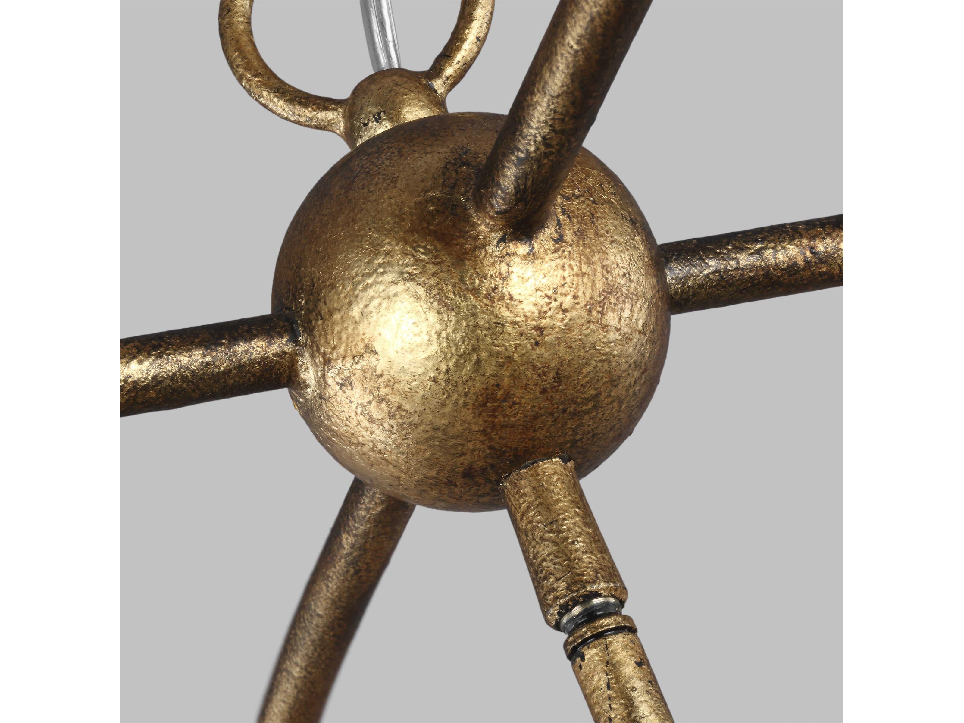 Visual Comfort Studio Stonington 4-Light Antique Gild Gold Lantern Chandelier