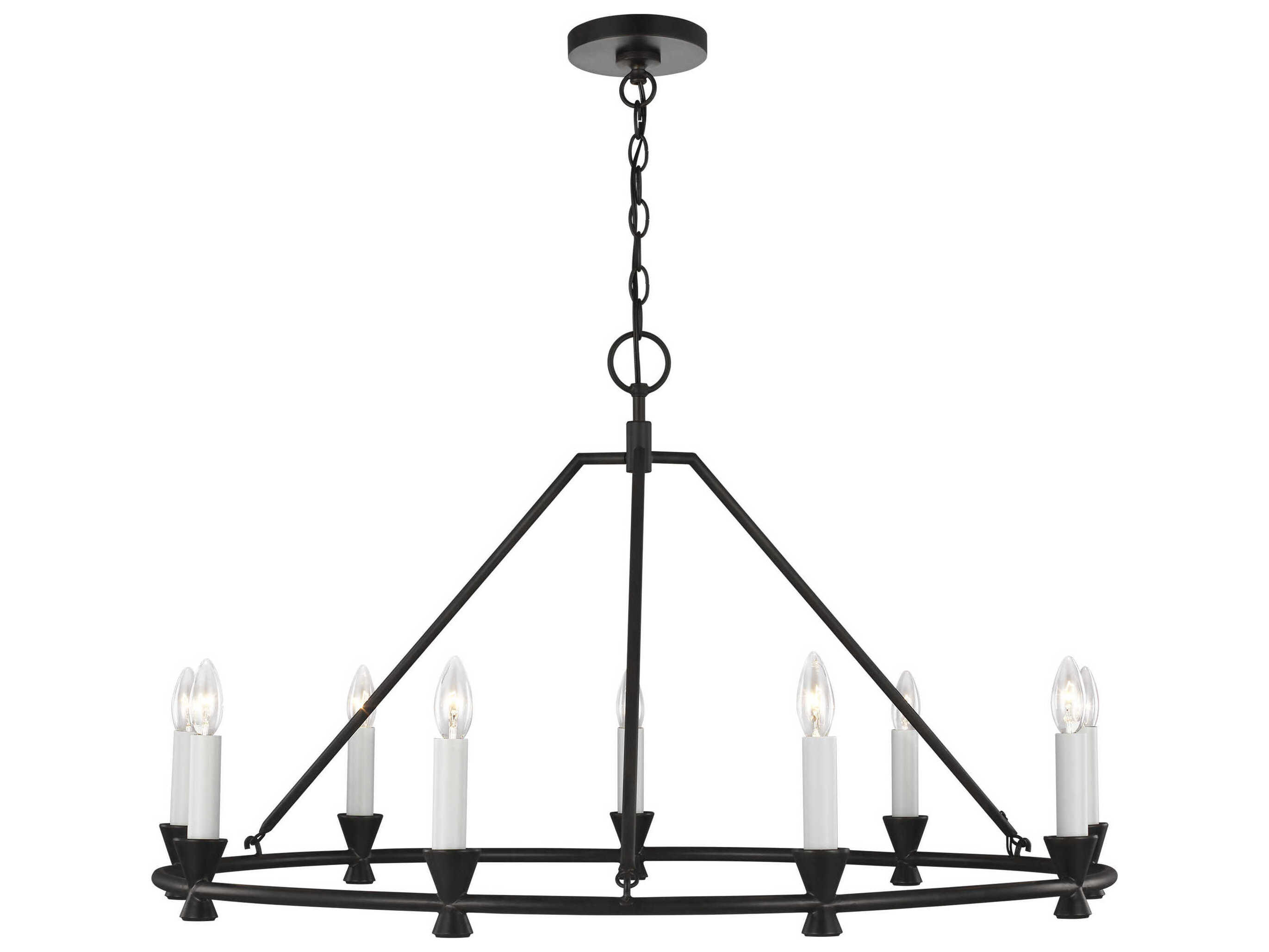 Visual Comfort Studio Keystone 9-Light Aged Iron Black Chandelier