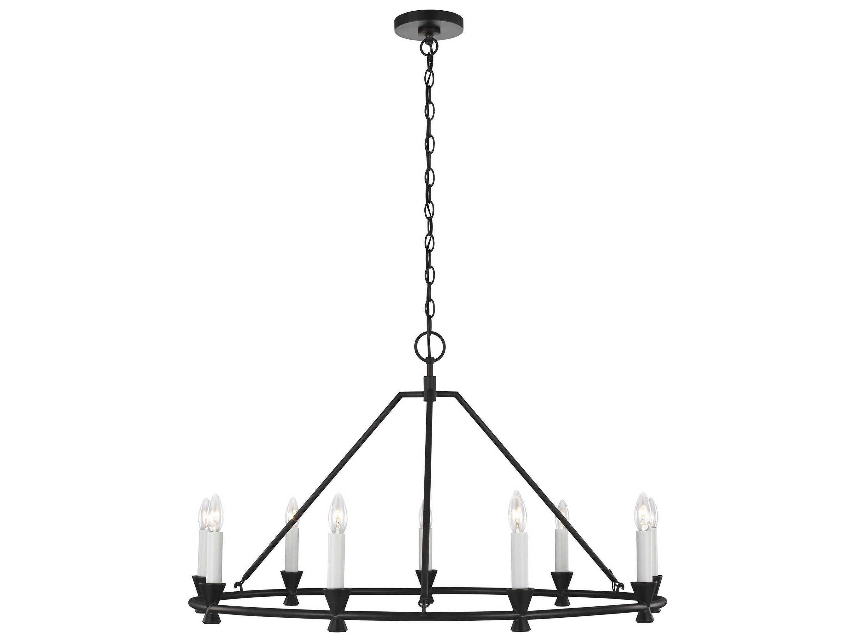 Visual Comfort Studio Keystone 9-Light Aged Iron Black Chandelier