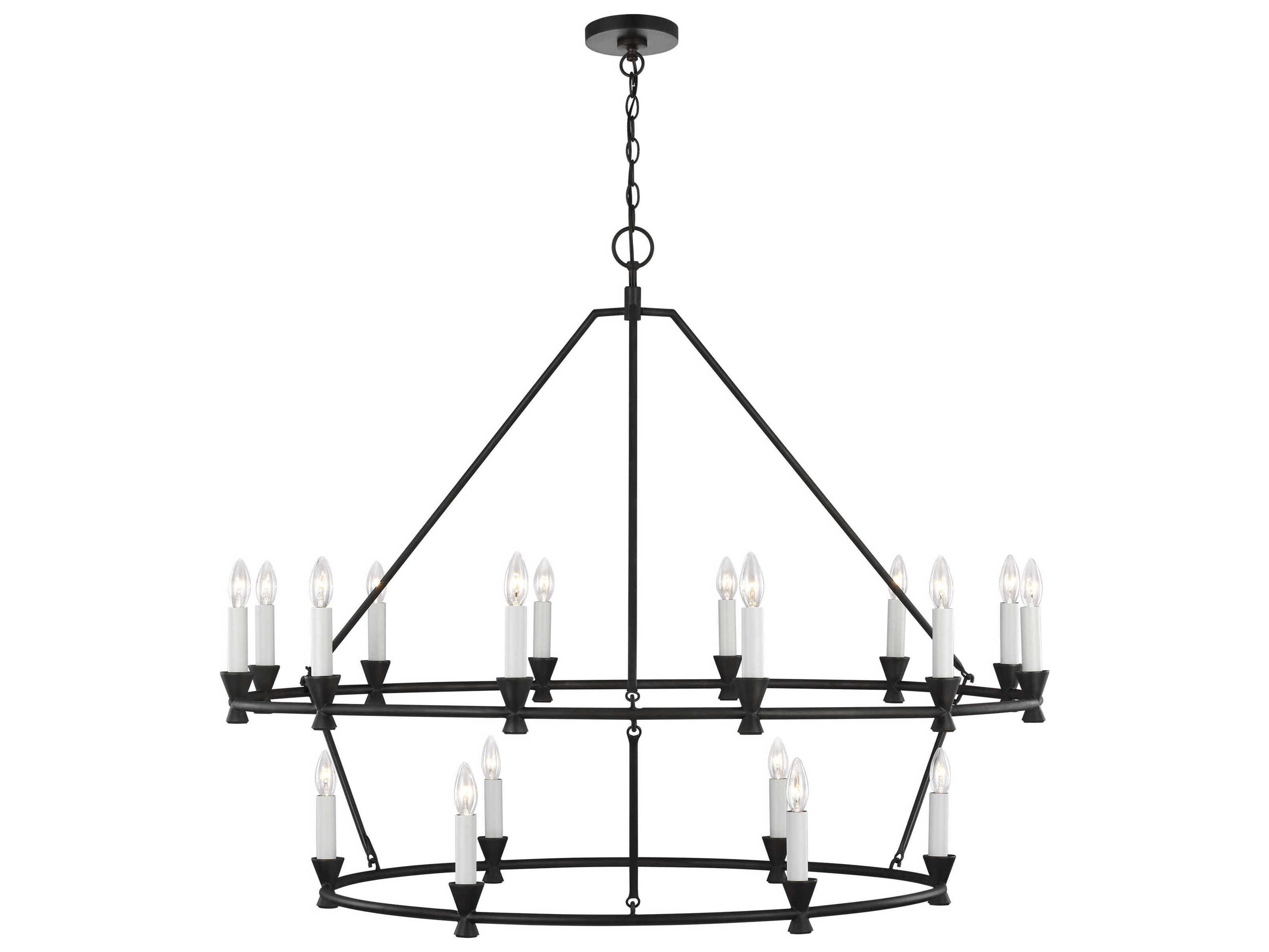Visual Comfort Studio Keystone 18-Light Aged Iron Black Tiered Chandelier