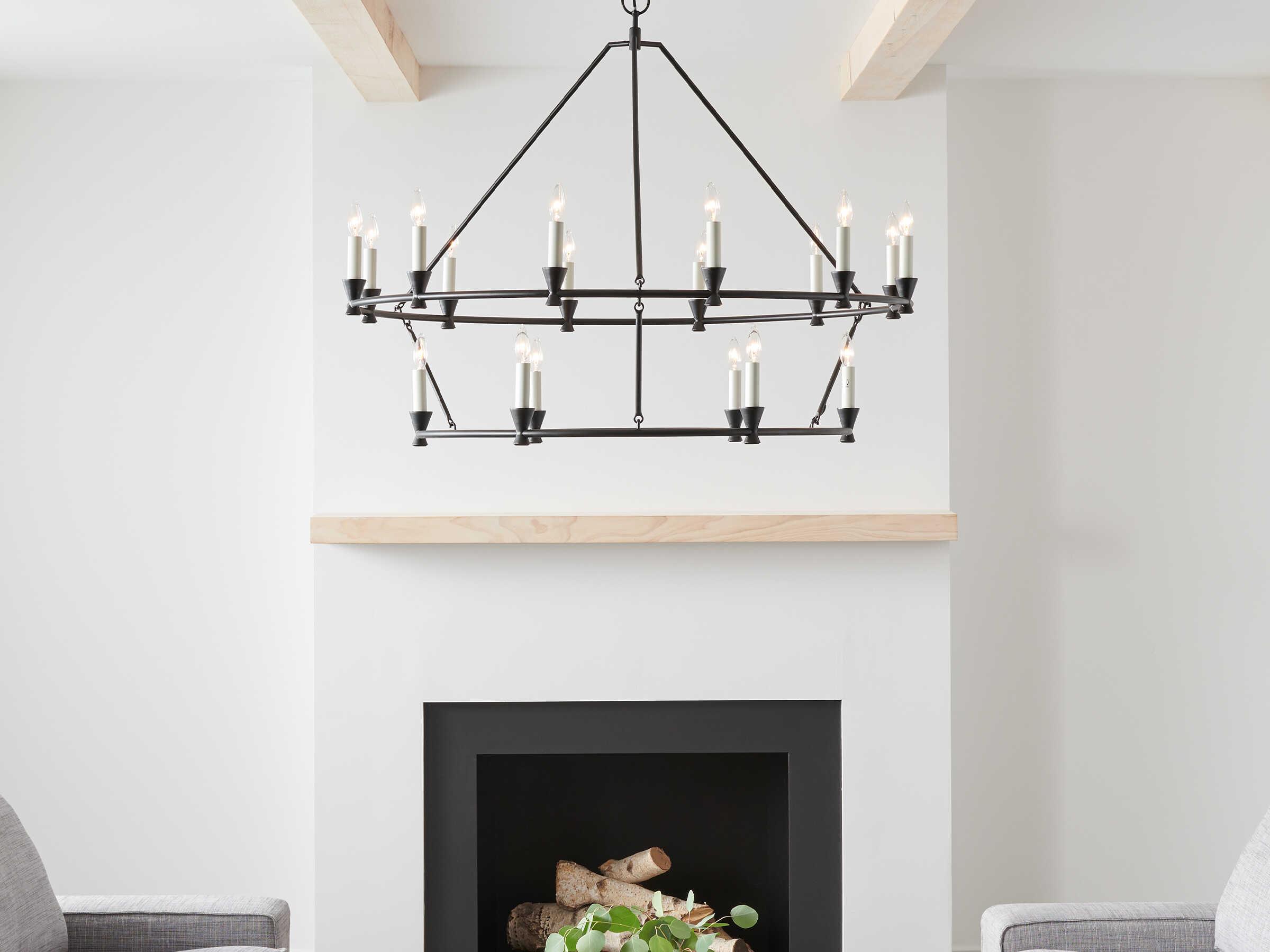 Visual Comfort Studio Keystone 18-Light Aged Iron Black Tiered Chandelier