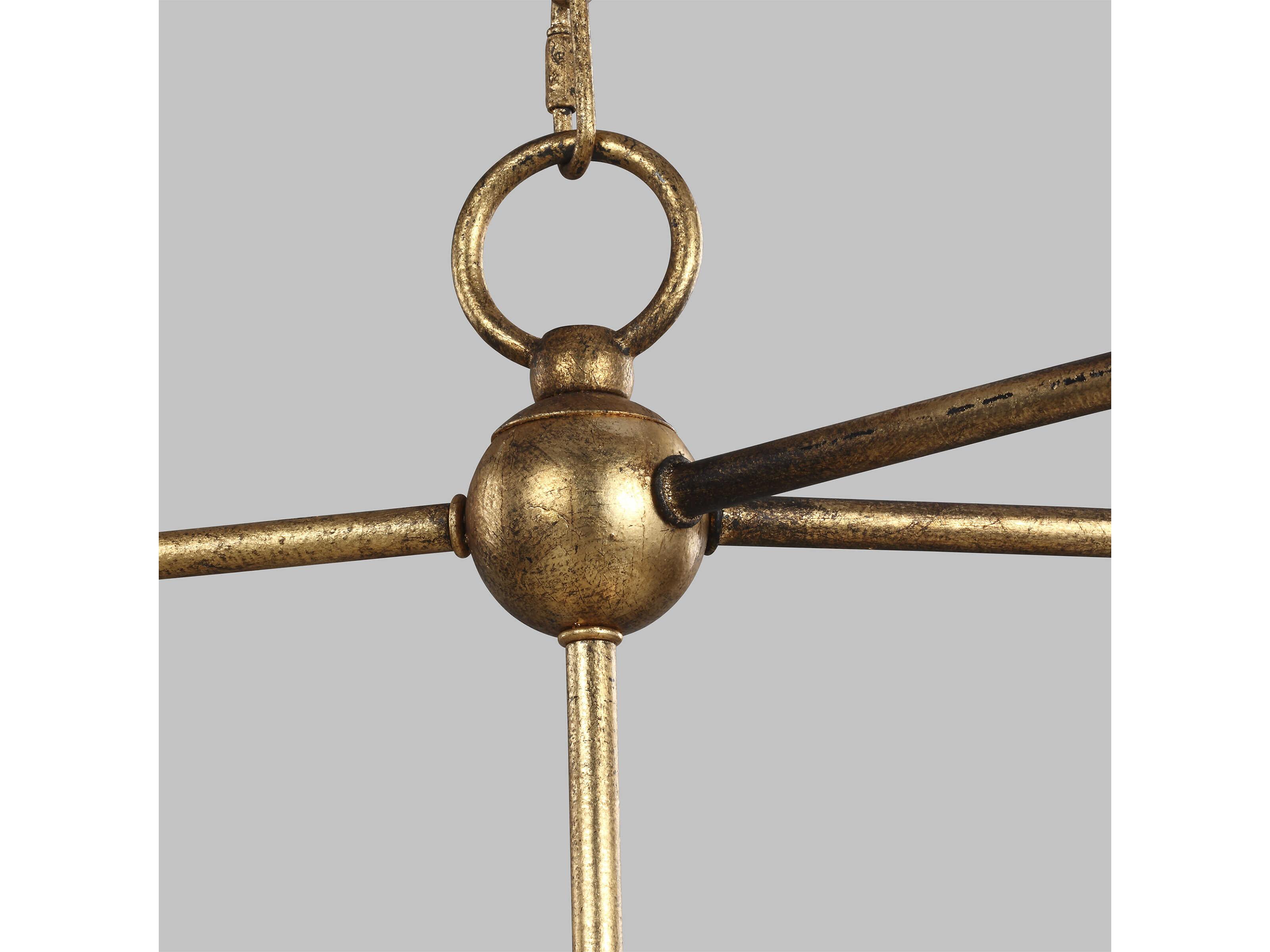 Visual Comfort Studio Stonington 6-Light Antique Gild Gold Lantern Island Pendant