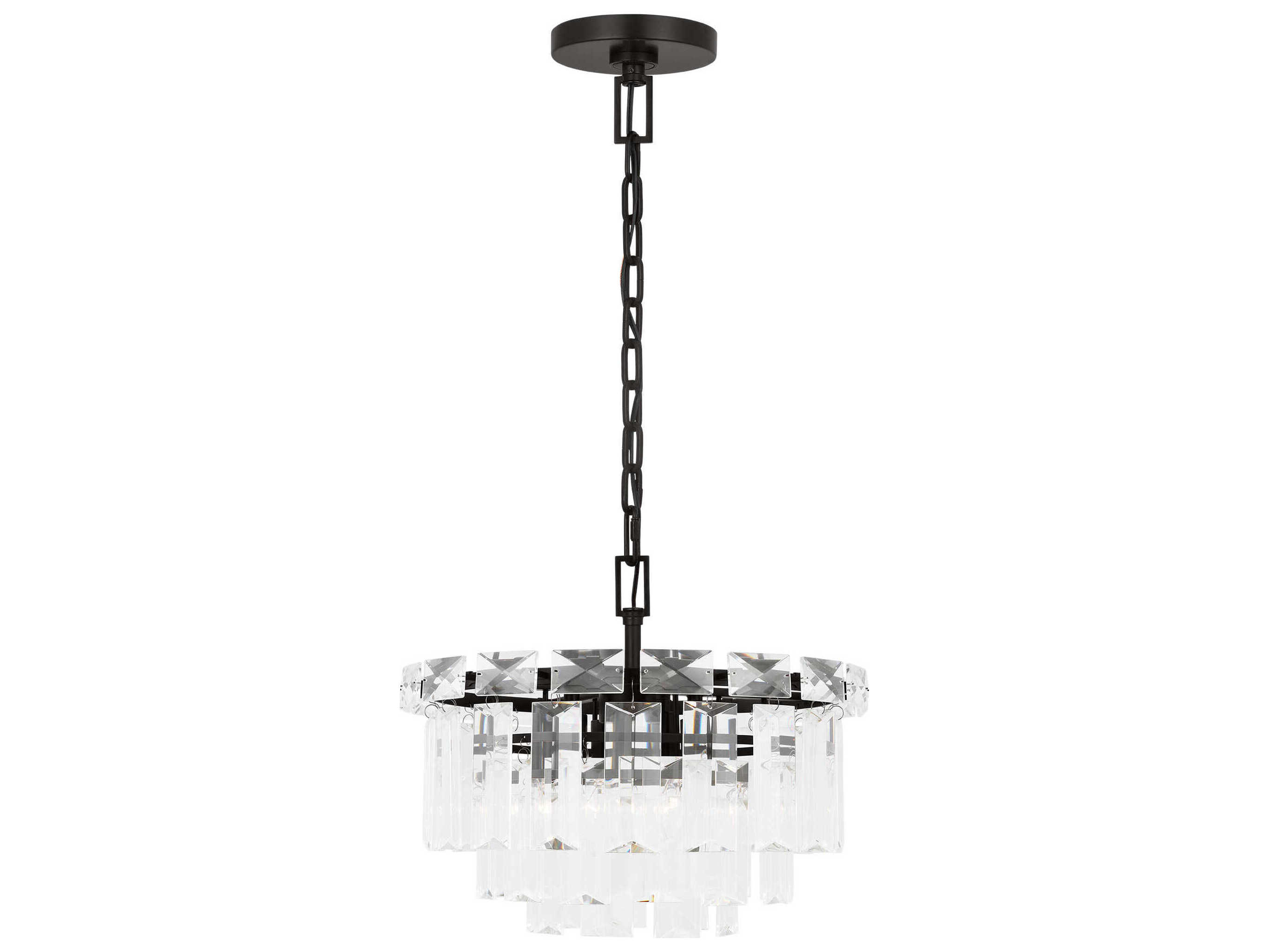 Visual Comfort Studio Arden 4-Light Aged Iron Black Tiered Chandelier