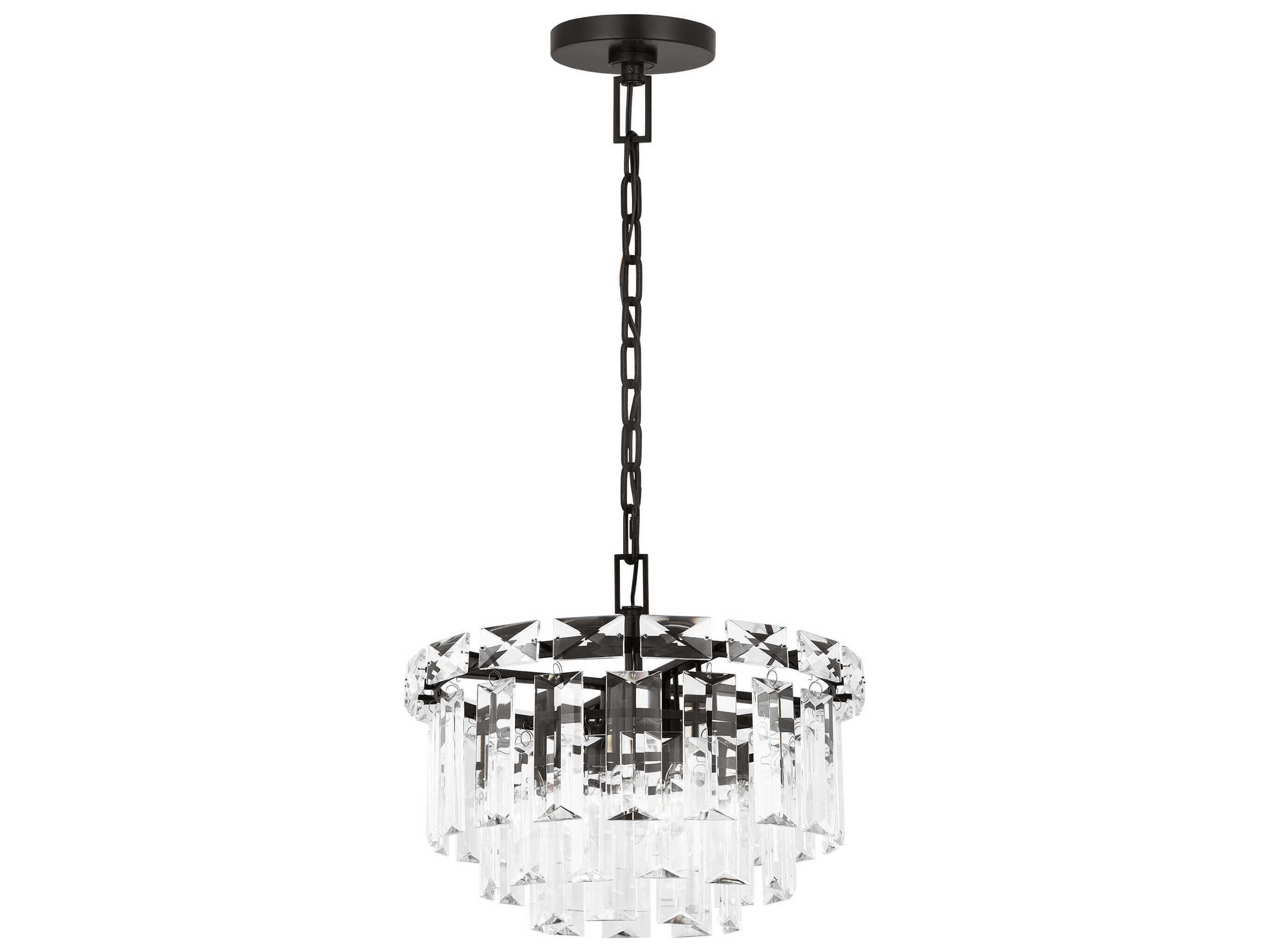 Visual Comfort Studio Arden 4-Light Aged Iron Black Tiered Chandelier