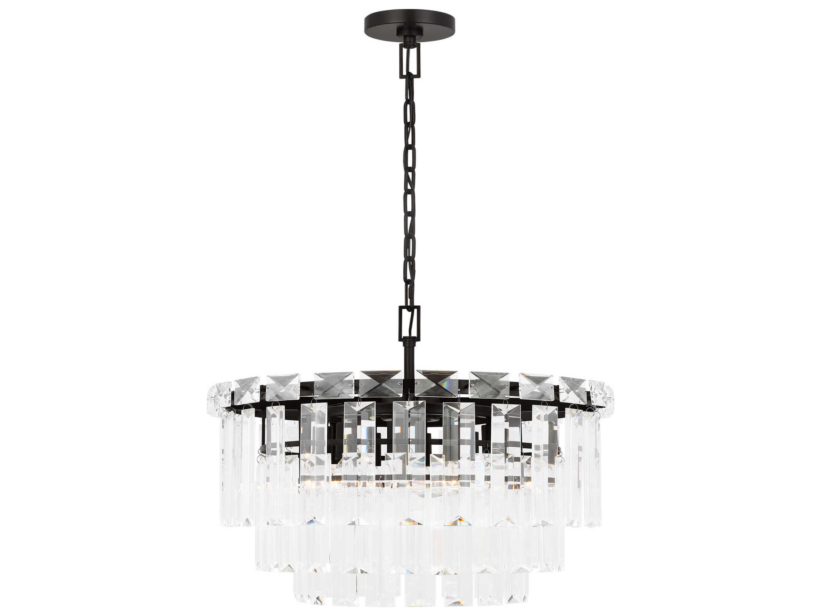 Visual Comfort Studio Arden 10-Light Aged Iron Black Tiered Chandelier