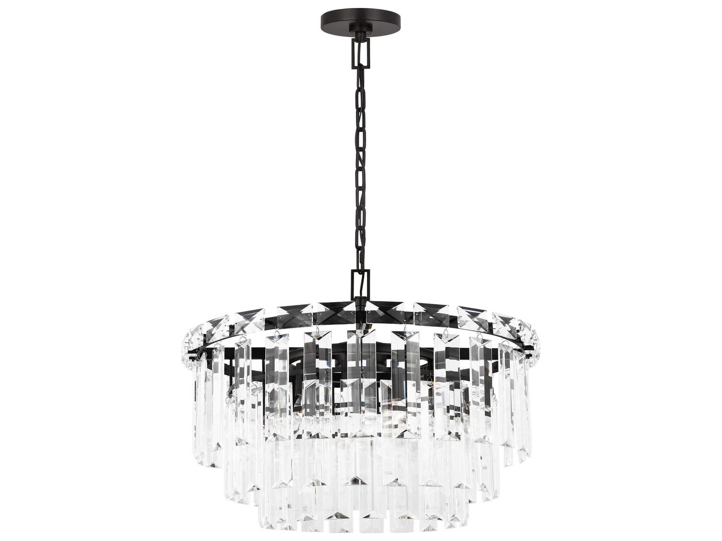 Visual Comfort Studio Arden 10-Light Aged Iron Black Tiered Chandelier