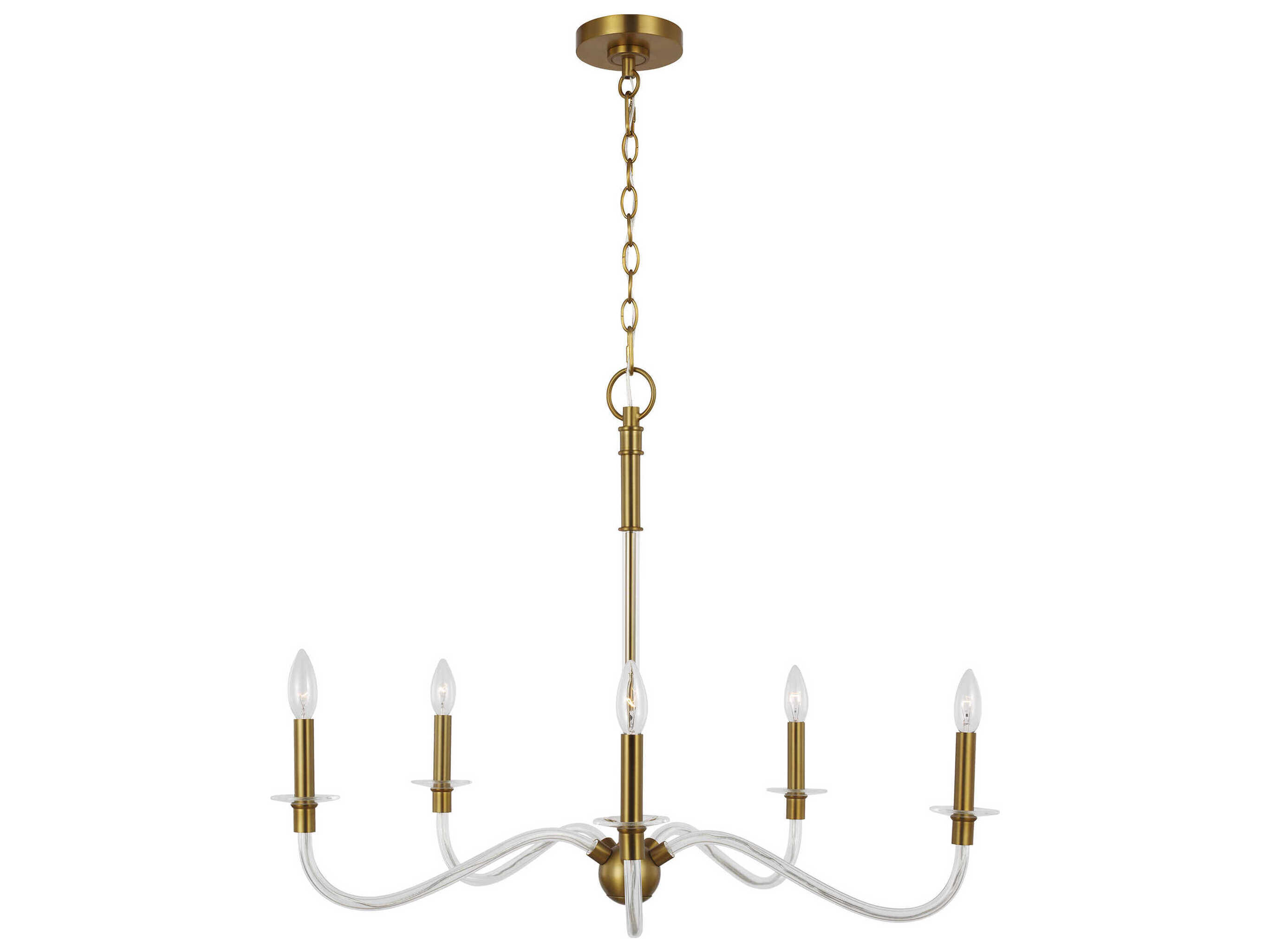 Visual Comfort Studio Hanover 5-Light Burnished Brass Candelabra Chandelier