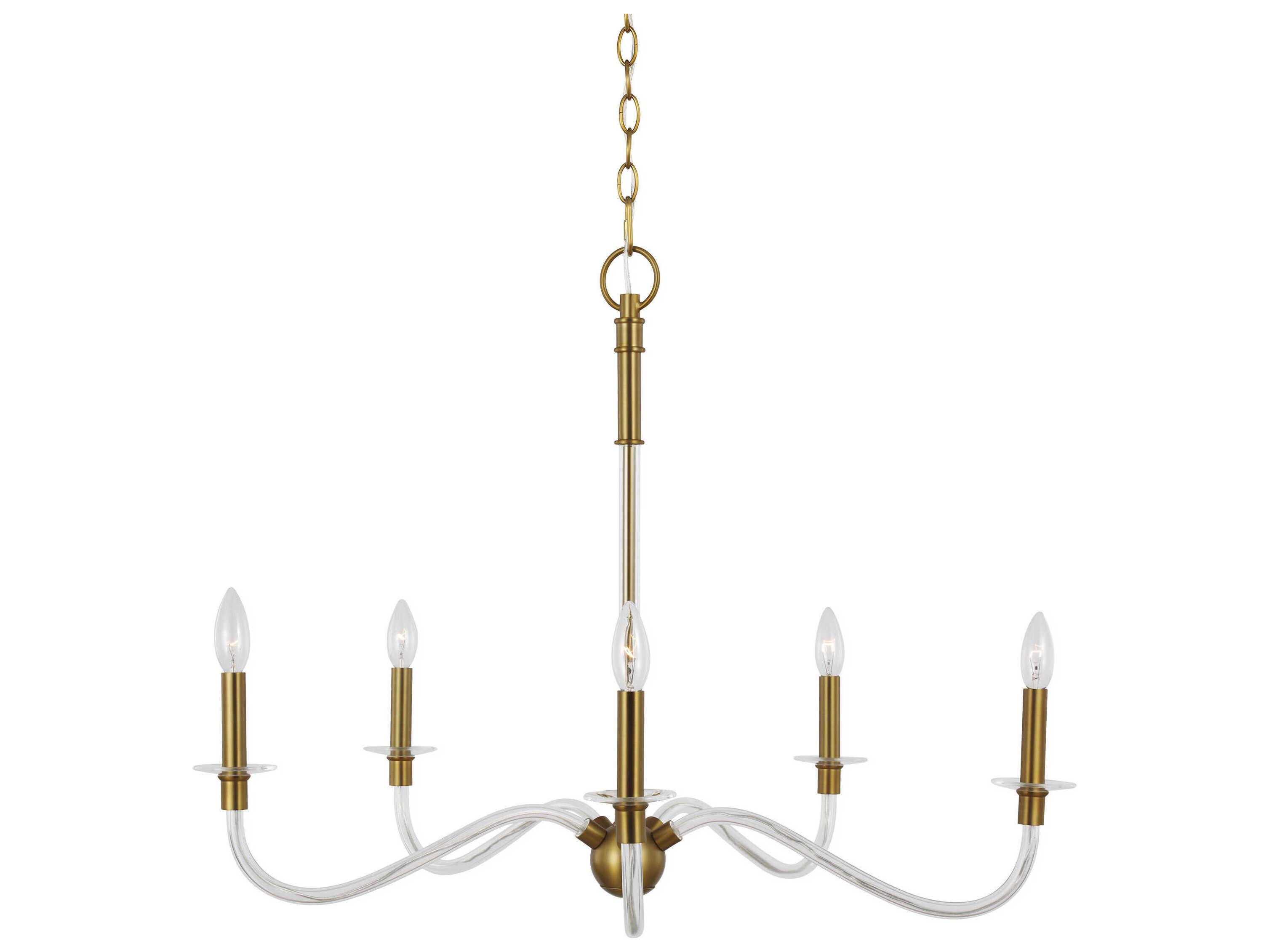 Visual Comfort Studio Hanover 5-Light Burnished Brass Candelabra Chandelier