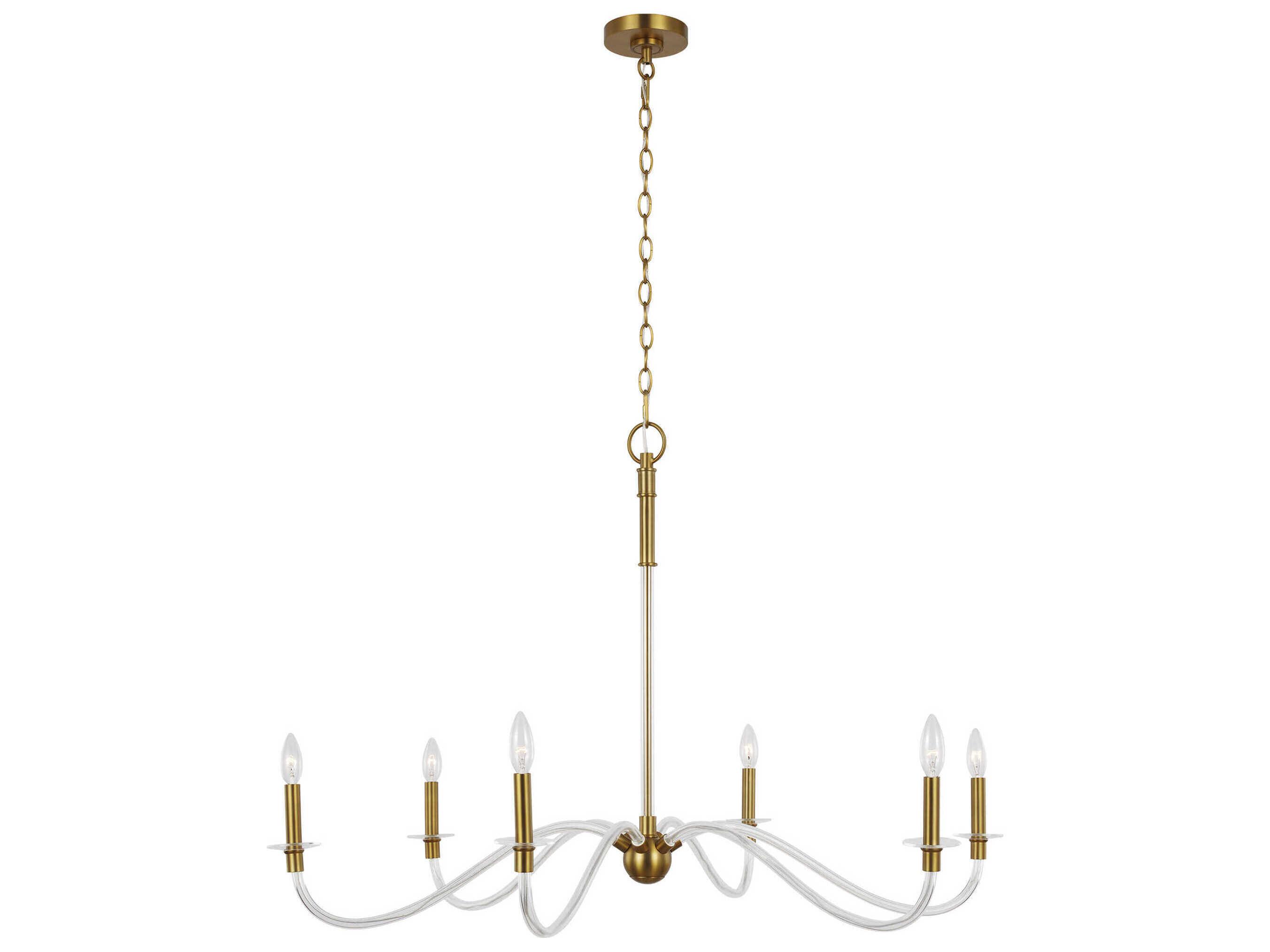 Visual Comfort Studio Hanover 6-Light Burnished Brass Candelabra Chandelier