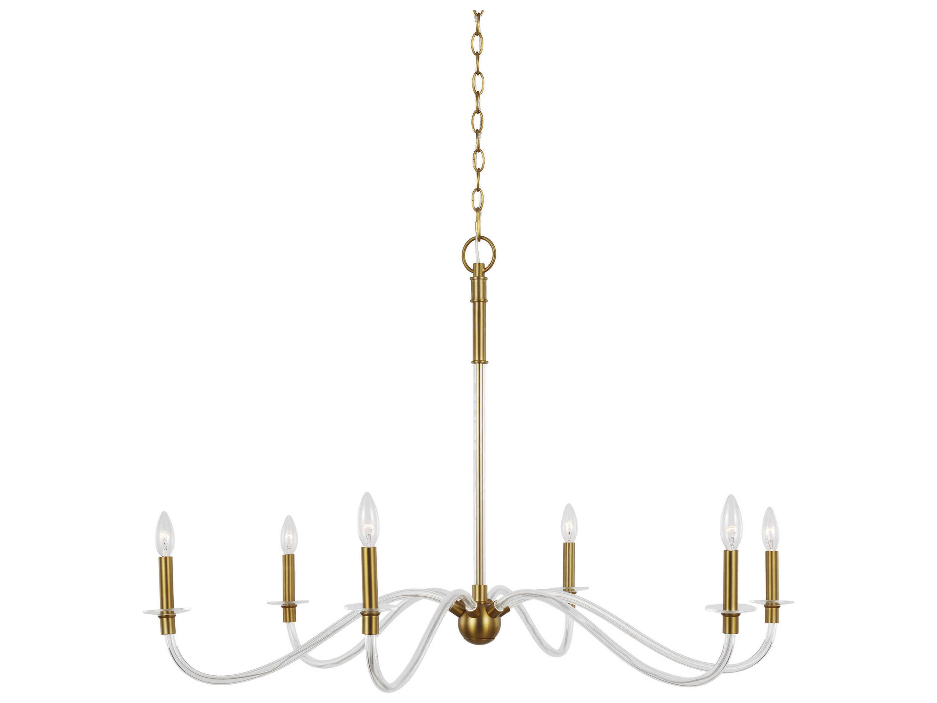 Visual Comfort Studio Hanover 6-Light Burnished Brass Candelabra Chandelier