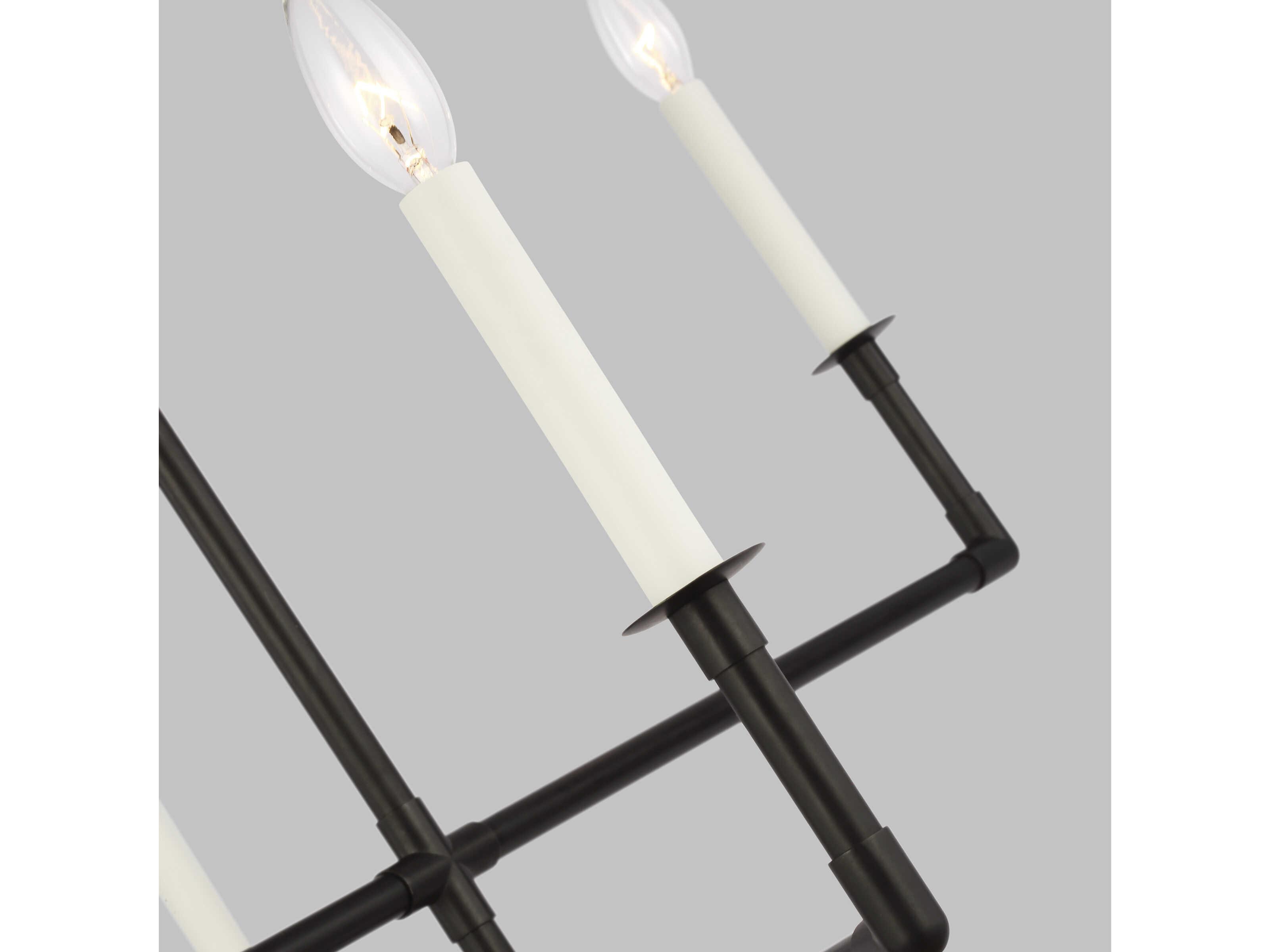 Visual Comfort Studio Bayview 6-Light Aged Iron Black Candelabra Tiered Chandelier