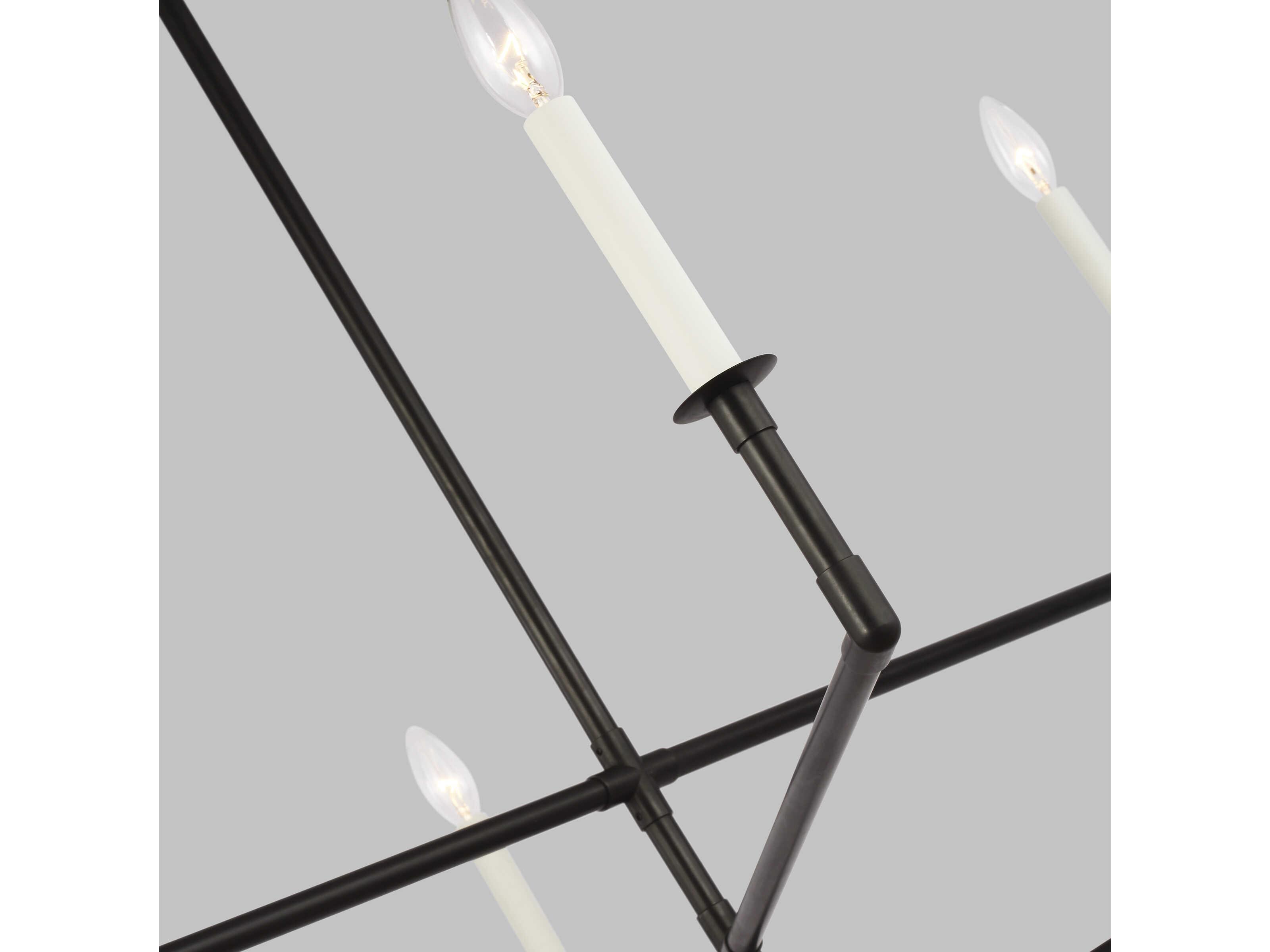 Visual Comfort Studio Bayview 6-Light Aged Iron Black Candelabra Tiered Chandelier