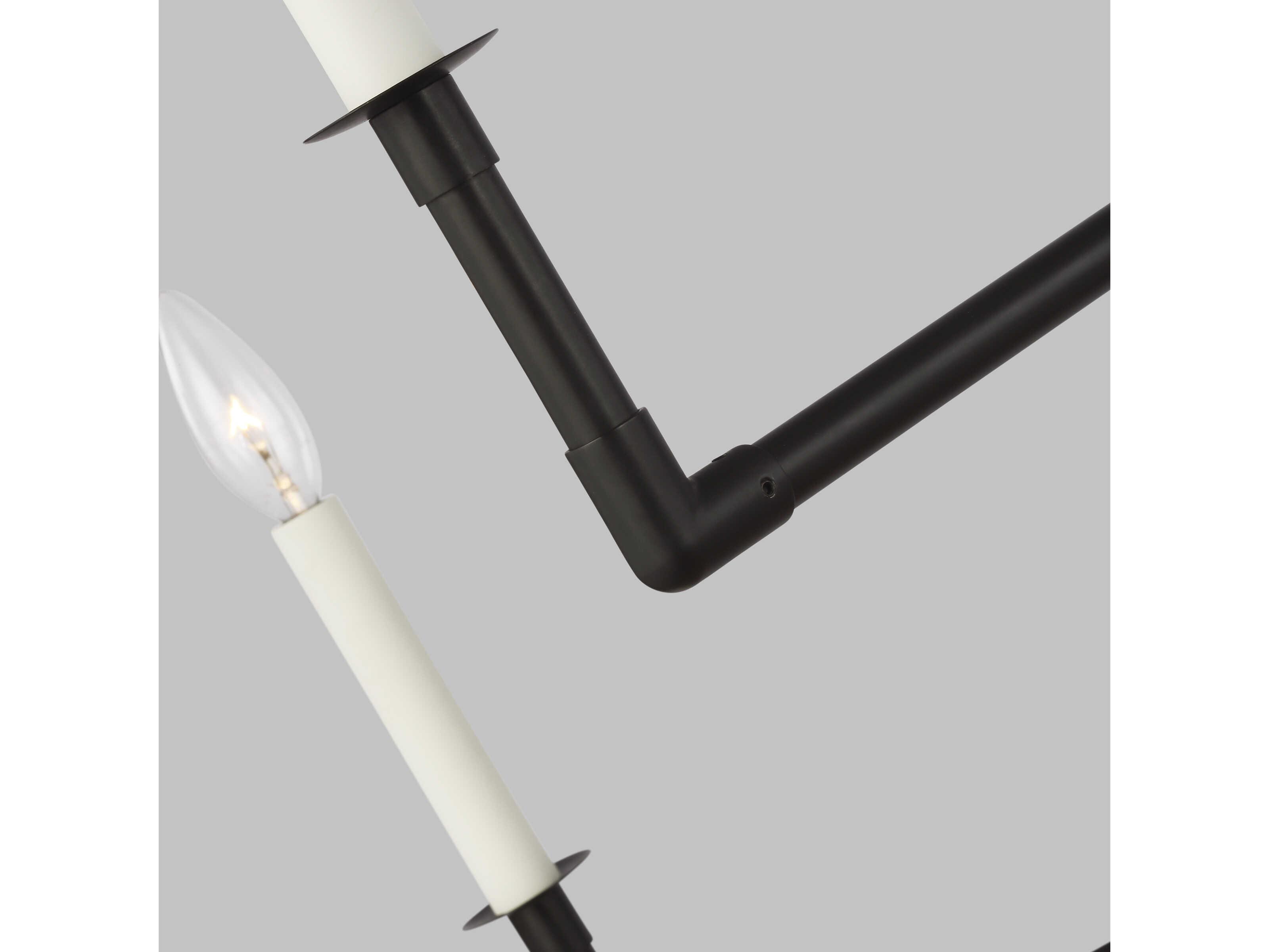 Visual Comfort Studio Bayview 6-Light Aged Iron Black Candelabra Tiered Chandelier