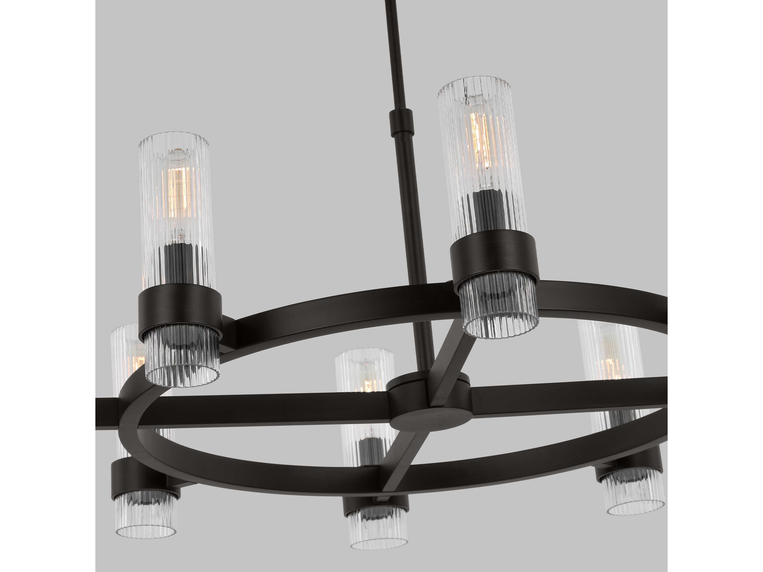 Visual Comfort Studio Geneva 8-Light Aged Iron Black Cylinder Chandelier