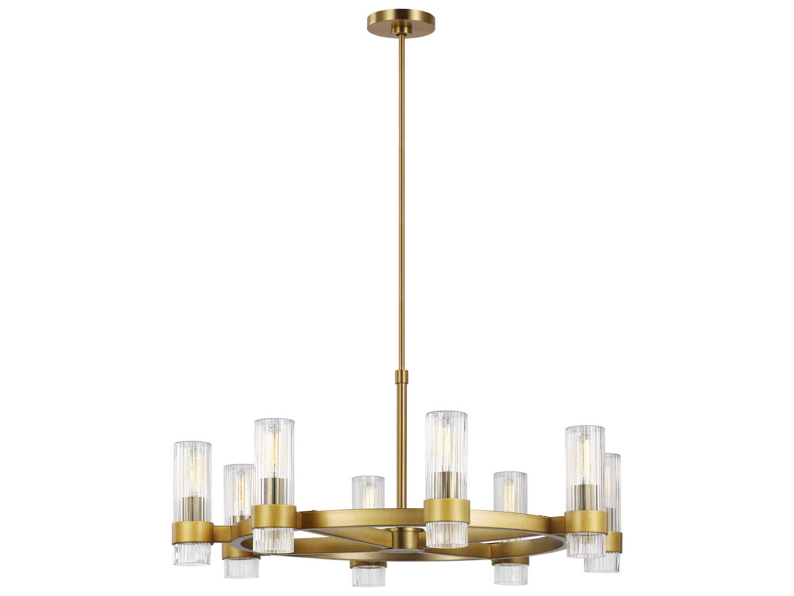 Visual Comfort Studio Geneva 8-Light Burnished Brass Cylinder Chandelier