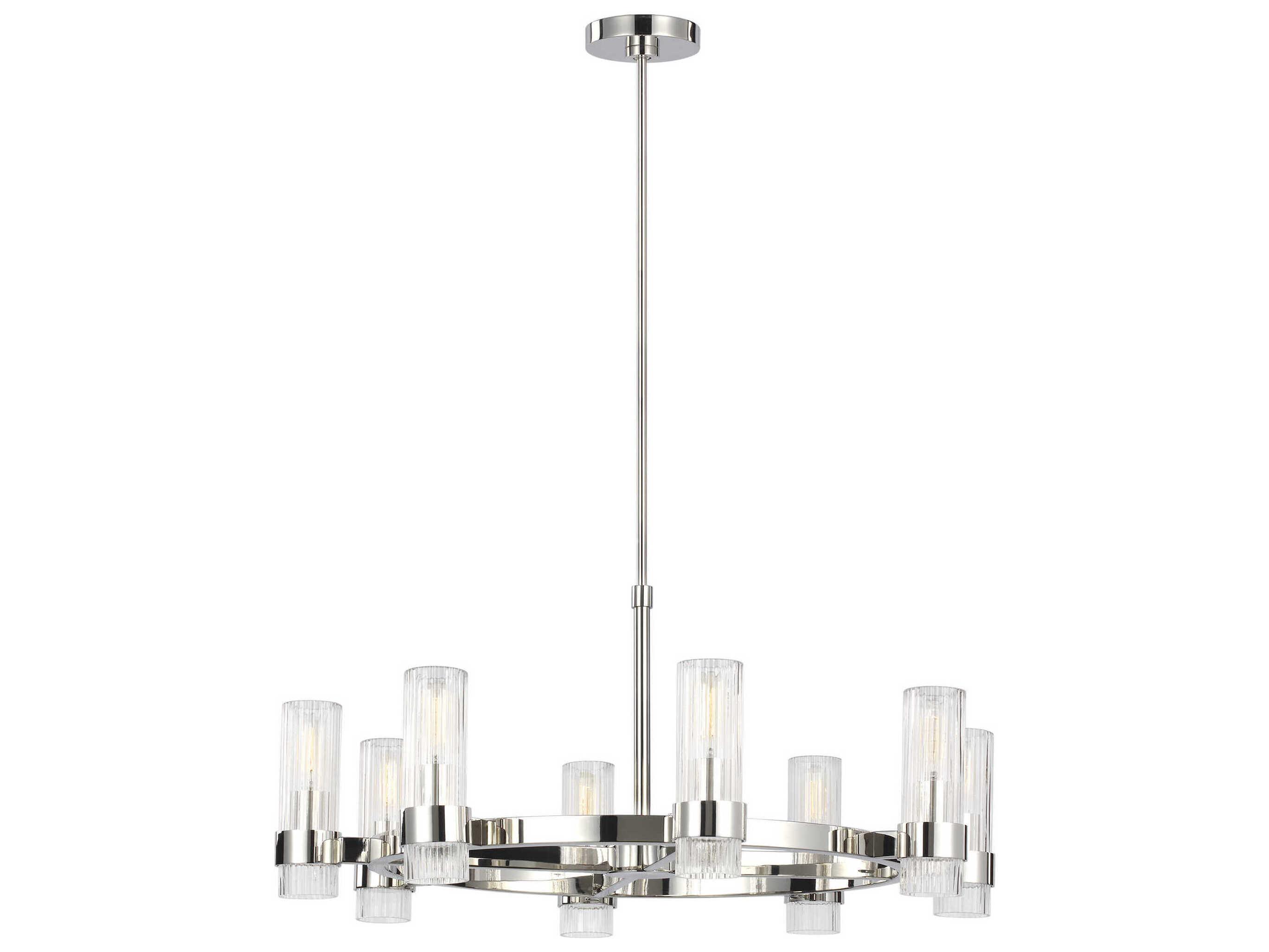 Visual Comfort Studio Geneva 8-Light Polished Nickel Cylinder Chandelier