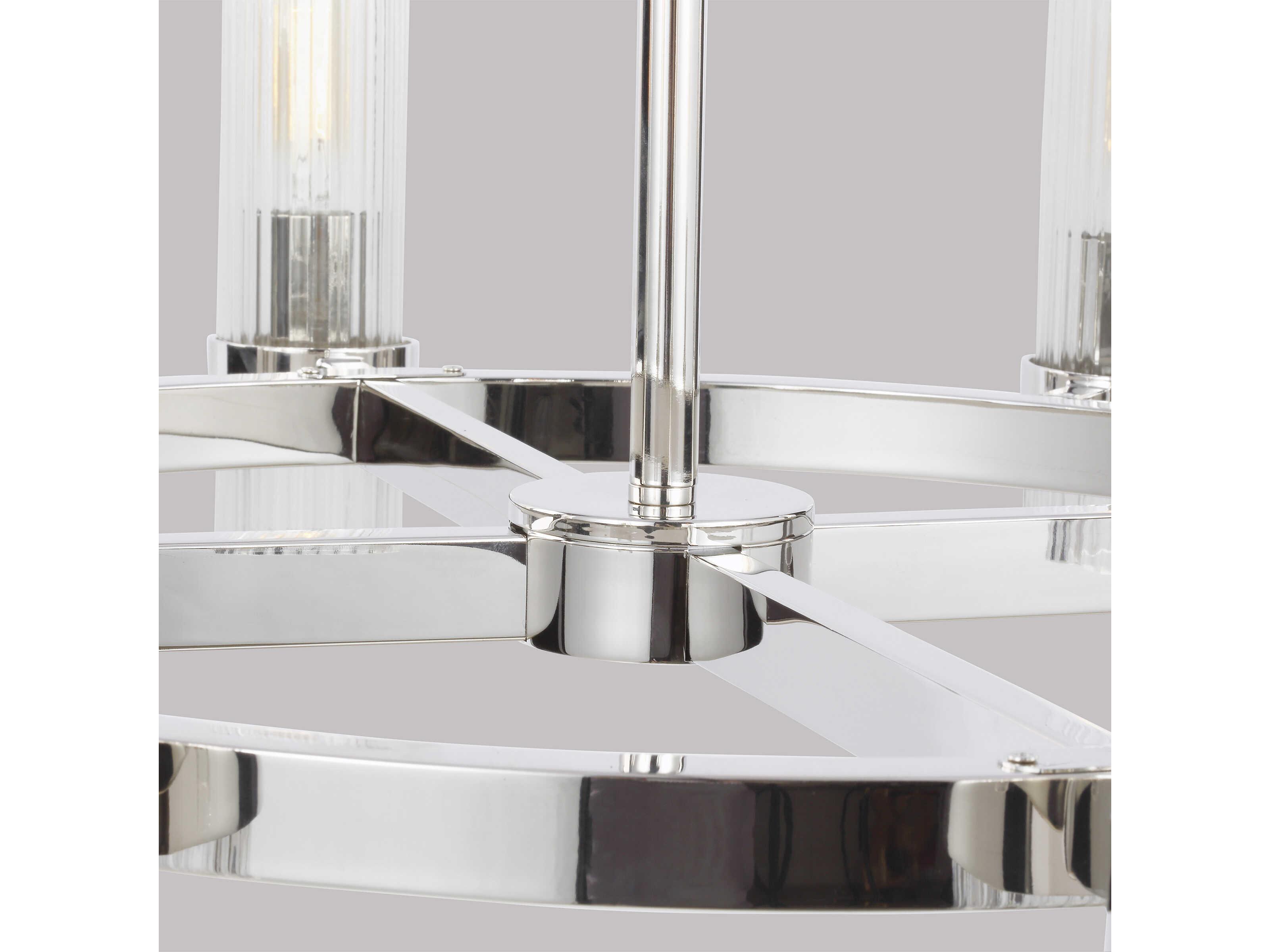 Visual Comfort Studio Geneva 8-Light Polished Nickel Cylinder Chandelier