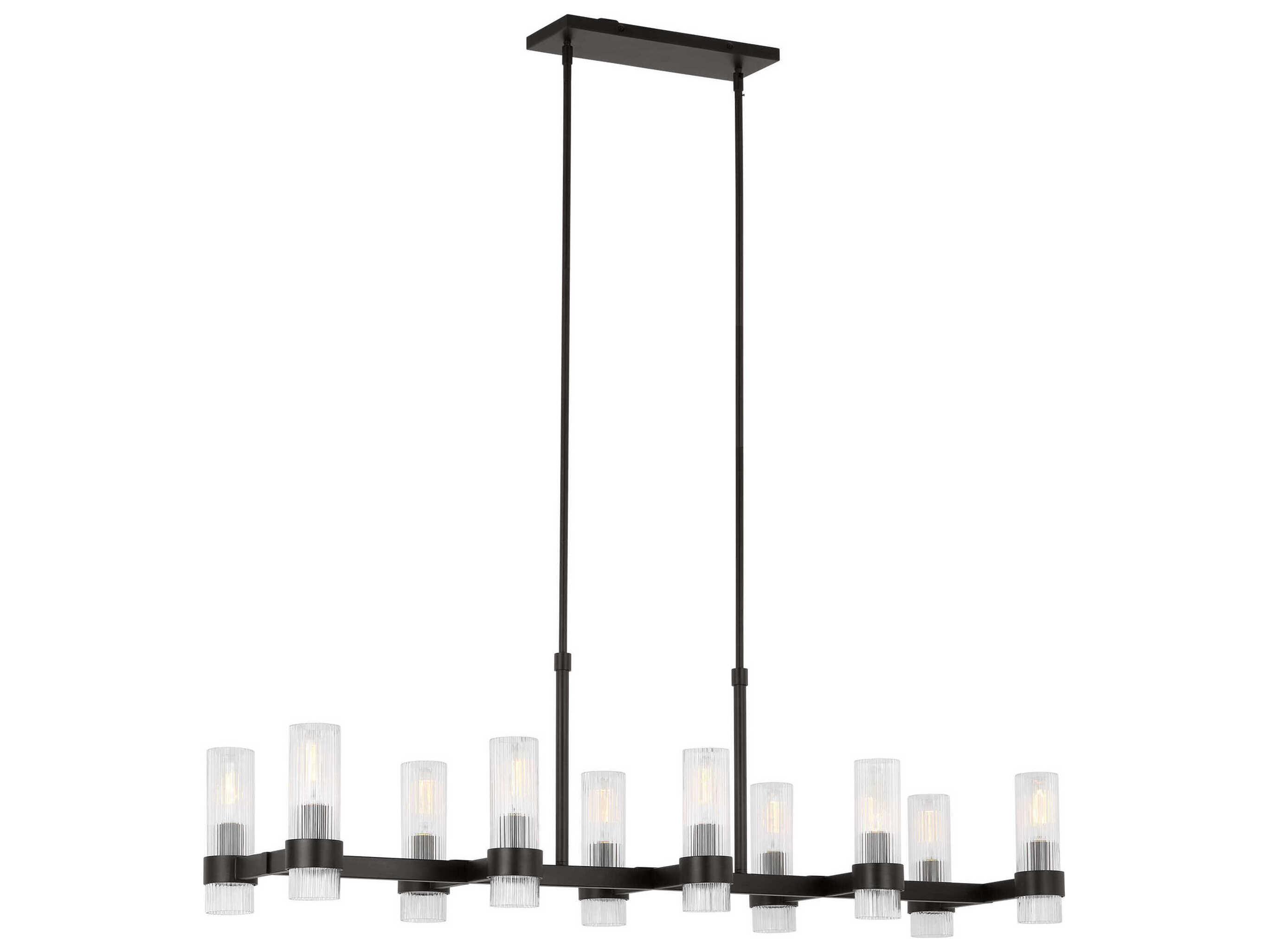 Visual Comfort Studio Geneva 10-Light Aged Iron Black Cylinder Island Pendant