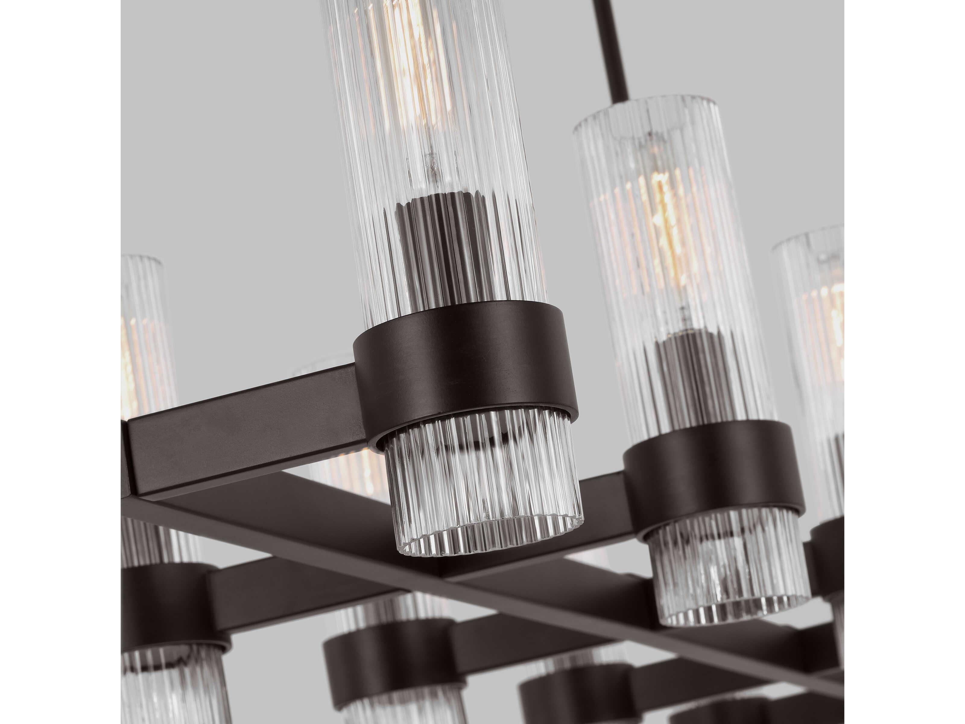 Visual Comfort Studio Geneva 10-Light Aged Iron Black Cylinder Island Pendant