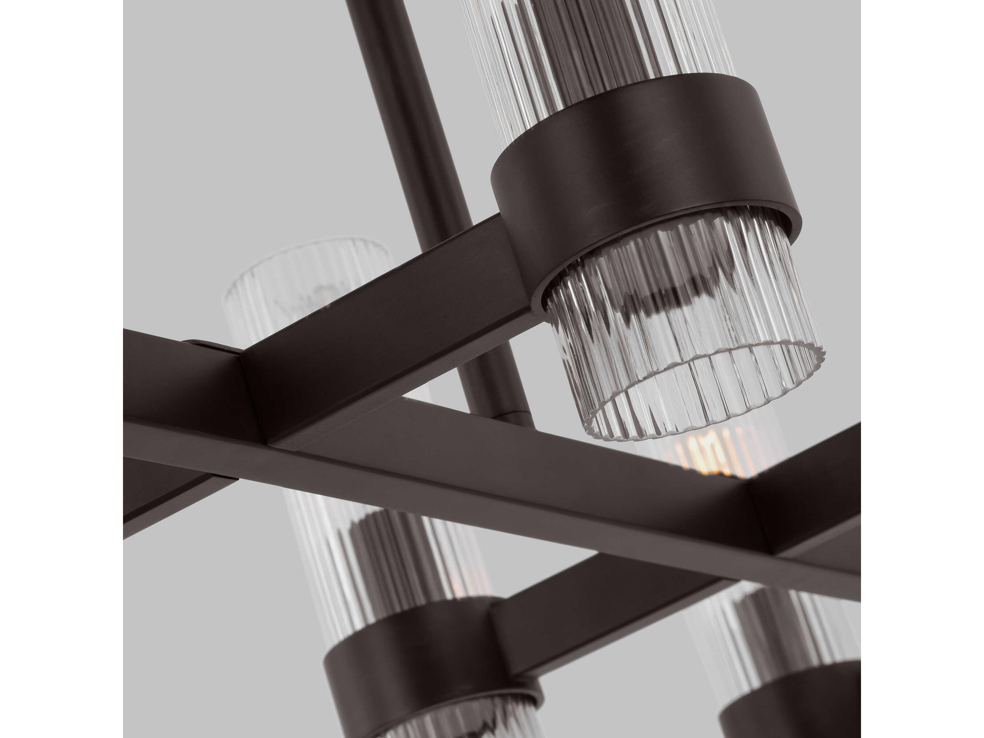 Visual Comfort Studio Geneva 10-Light Aged Iron Black Cylinder Island Pendant