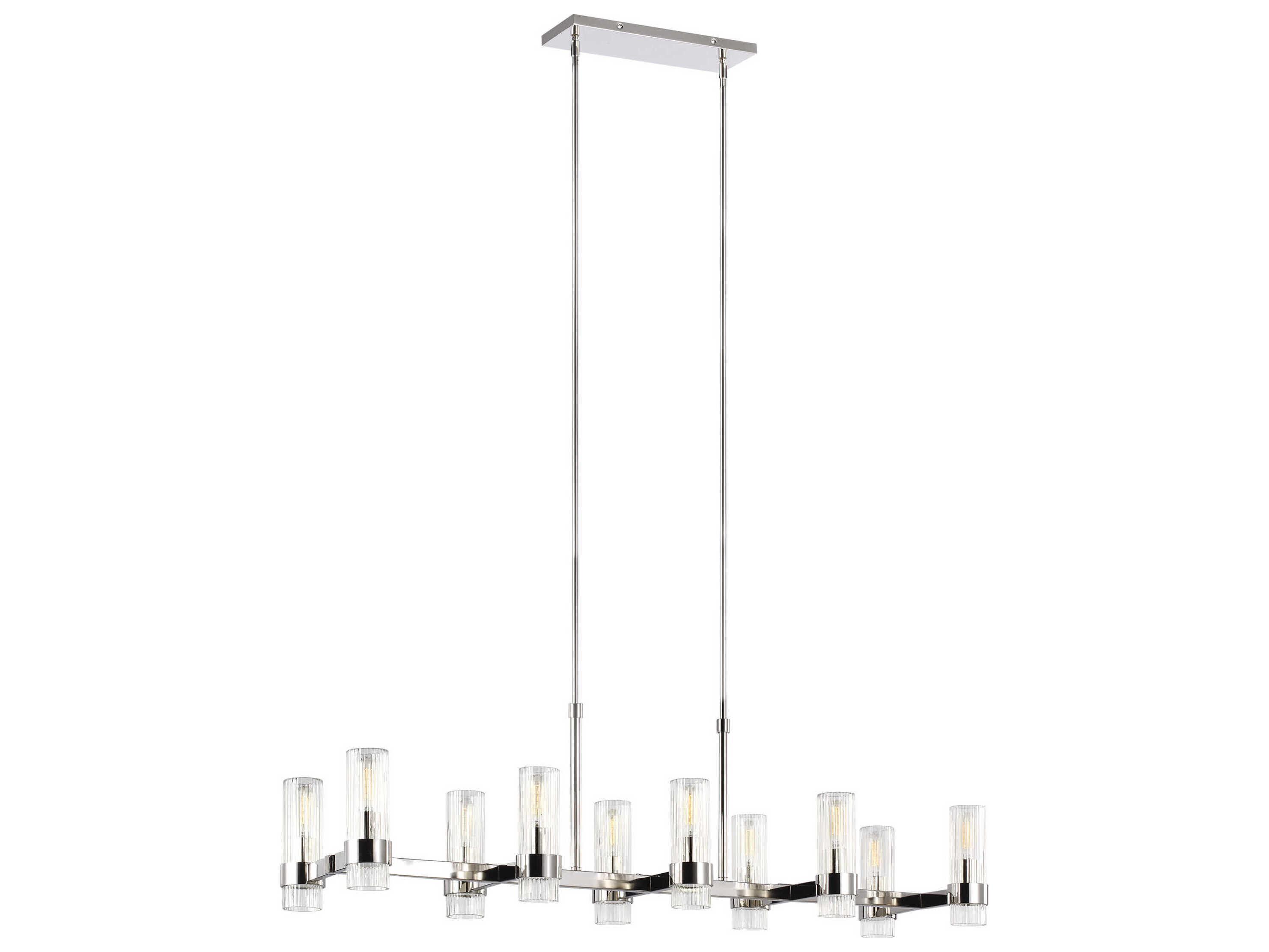 Visual Comfort Studio Geneva 10-Light Polished Nickel Cylinder Island Pendant