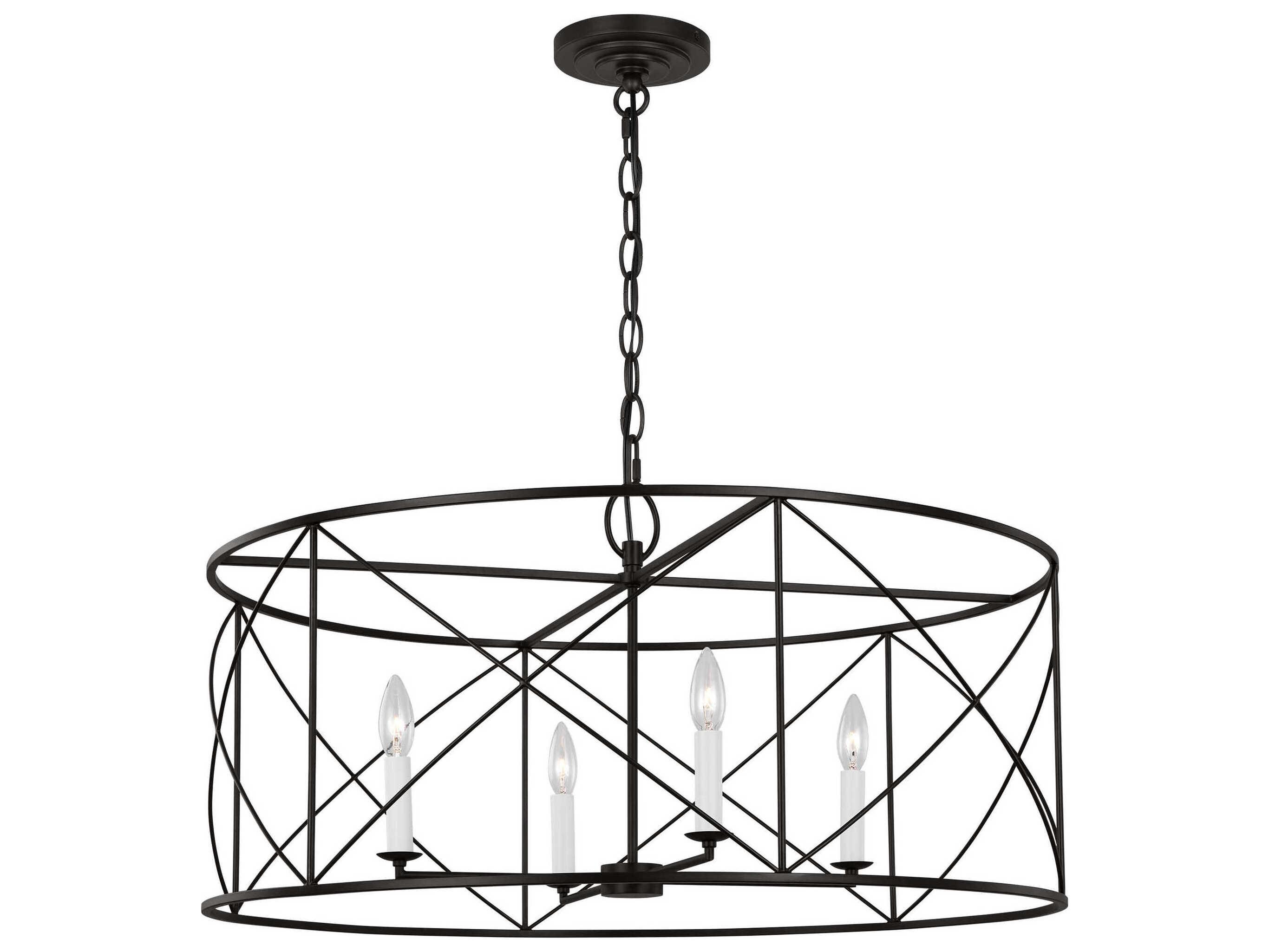 Visual Comfort Studio Beatrix 4-Light Aged Iron Black Candelabra Chandelier