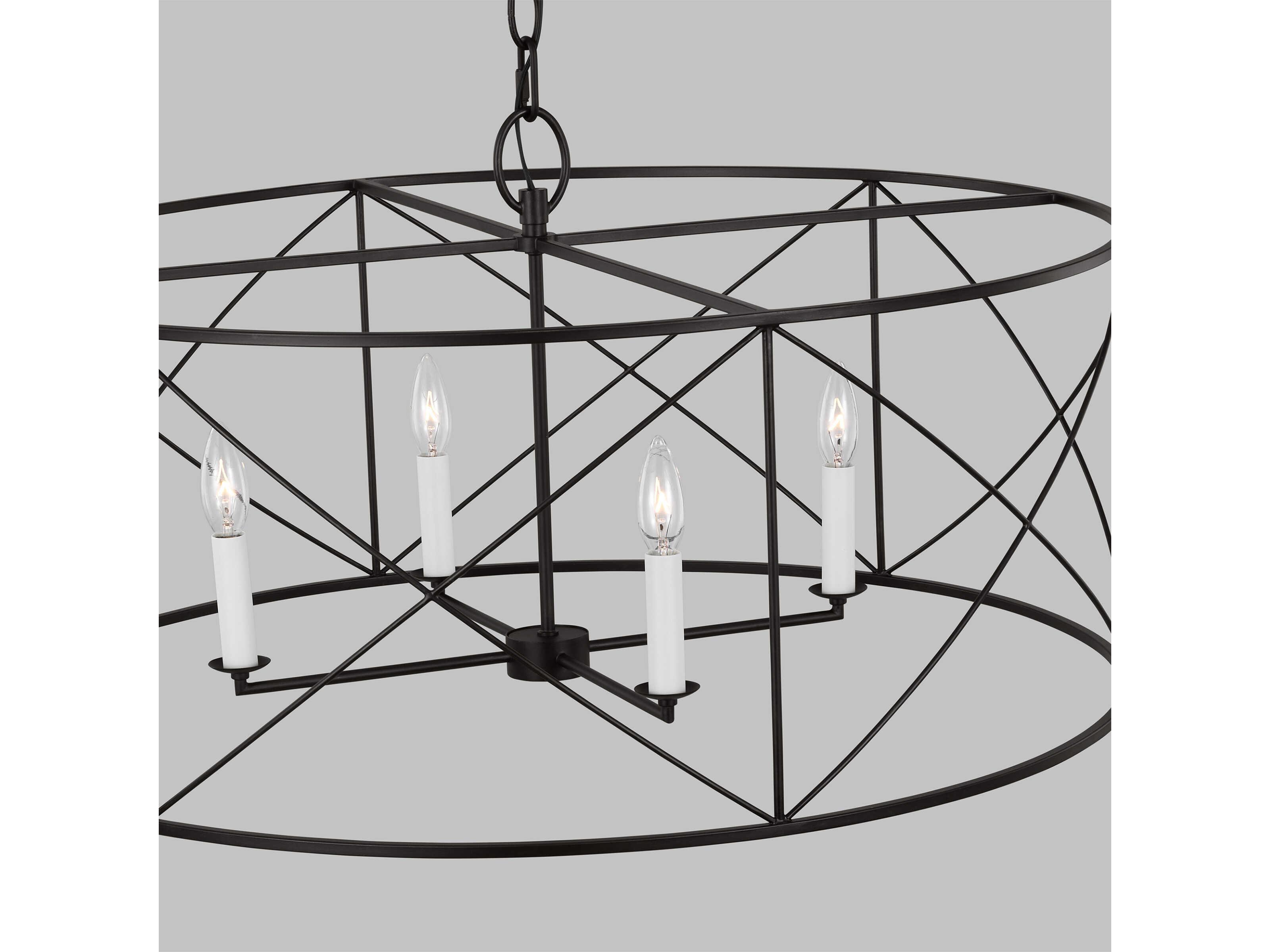 Visual Comfort Studio Beatrix 4-Light Aged Iron Black Candelabra Chandelier