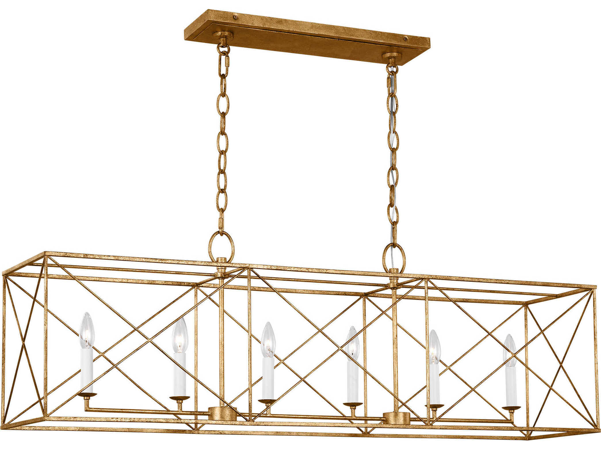 Visual Comfort Studio Beatrix 6-Light Antique Gild Gold Island Pendant