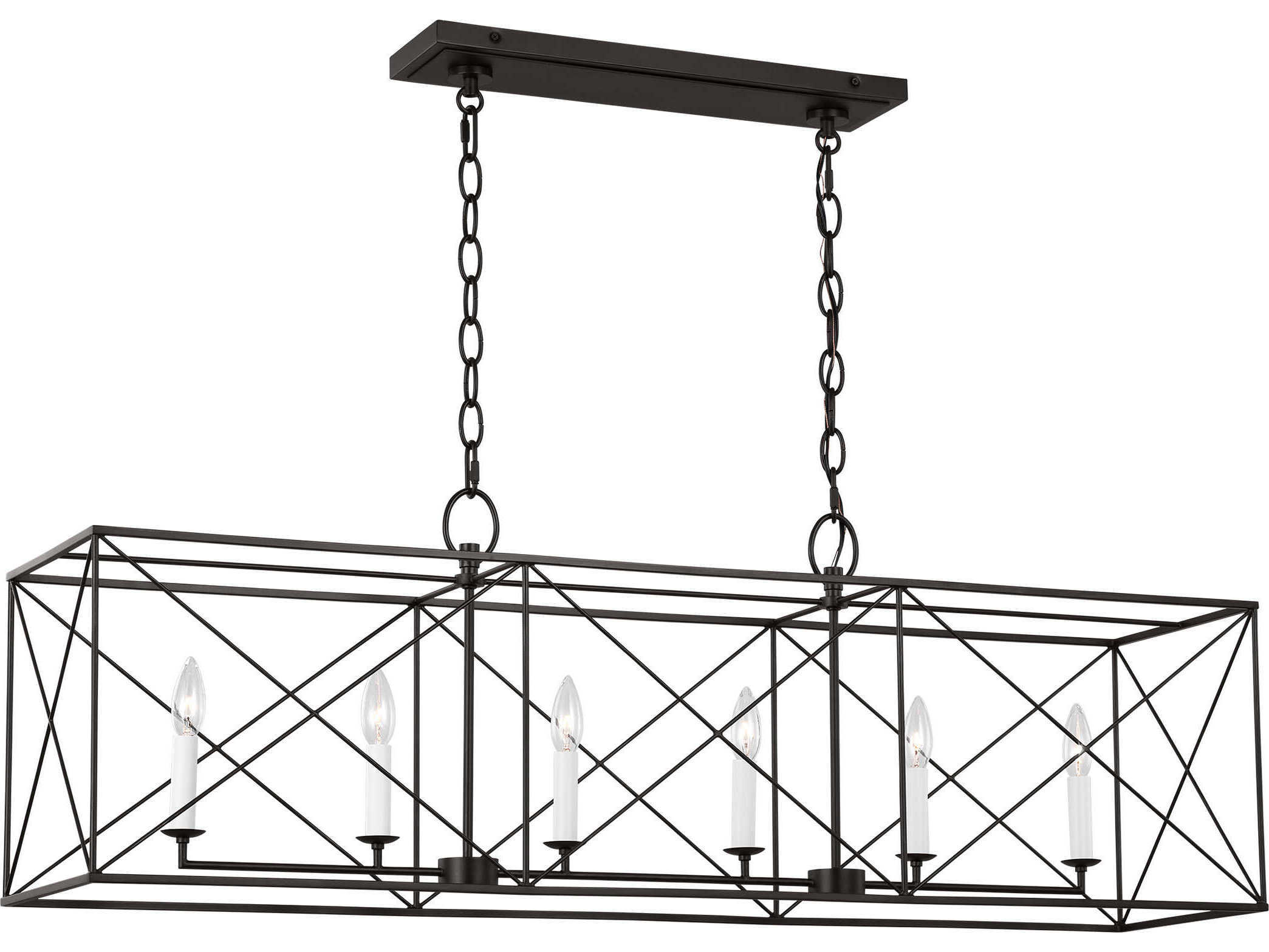 Visual Comfort Studio Beatrix 6-Light Aged Iron Black Island Pendant
