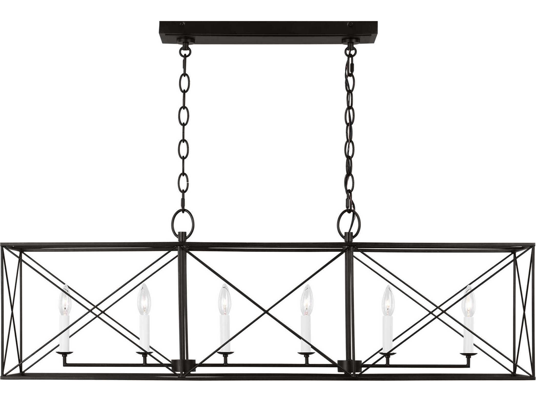 Visual Comfort Studio Beatrix 6-Light Aged Iron Black Island Pendant